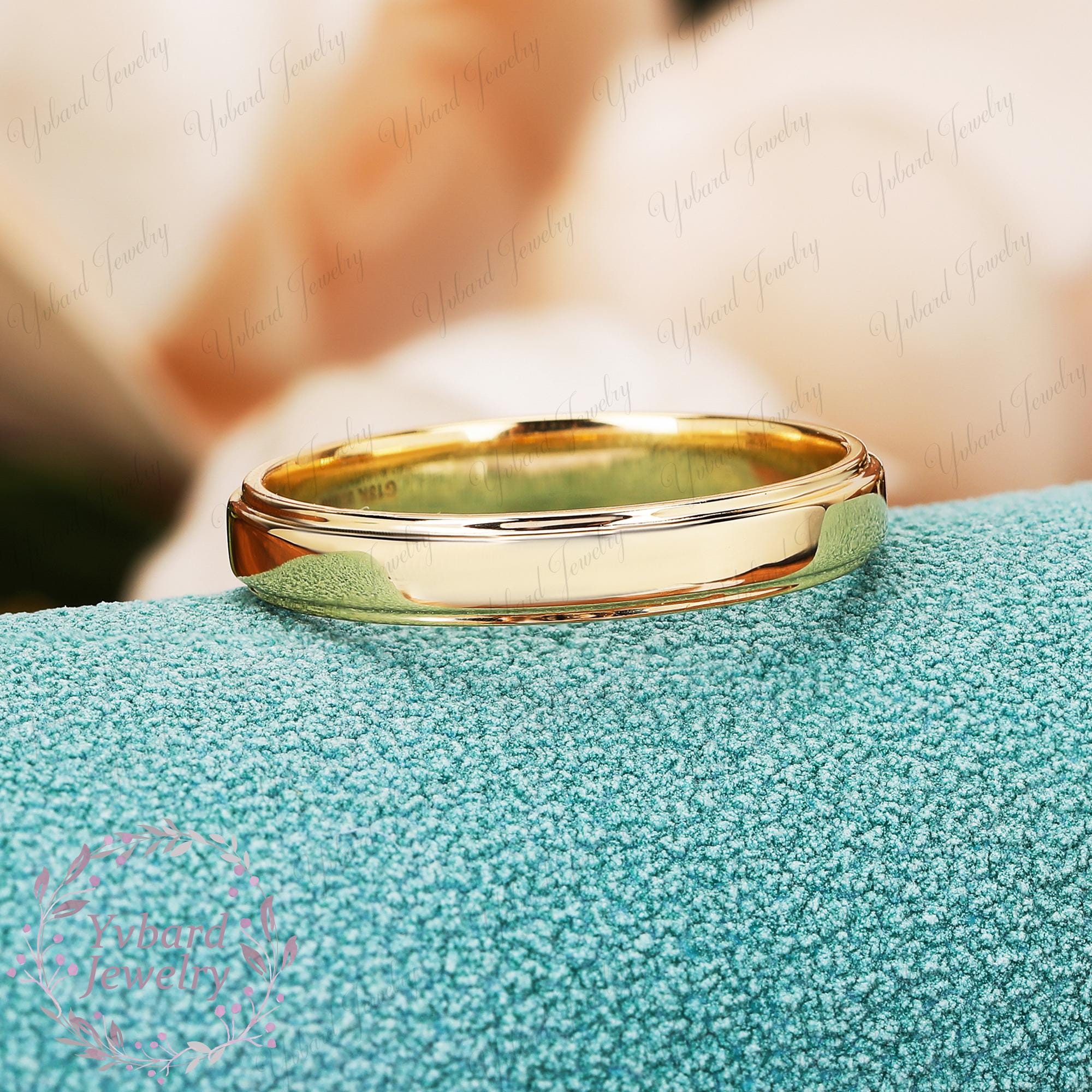 Solid Gold Comfort Fit Wedding Band in 10K 14K or 18K Yellow Gold