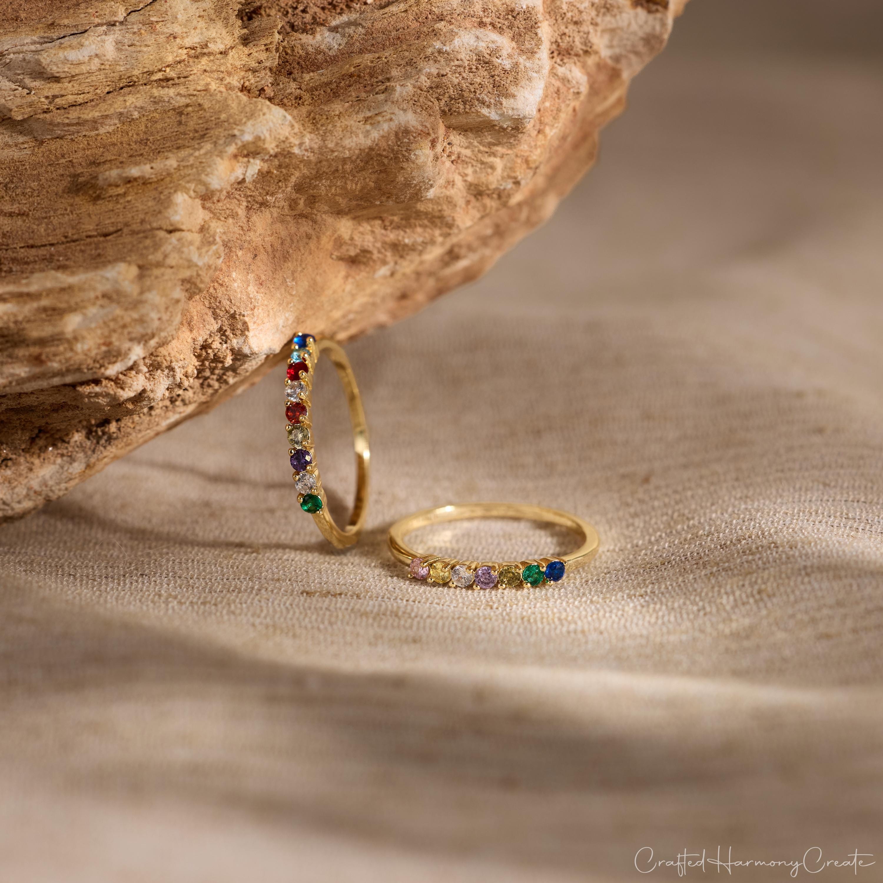 Personalized Multiple Round Birthstone Ring