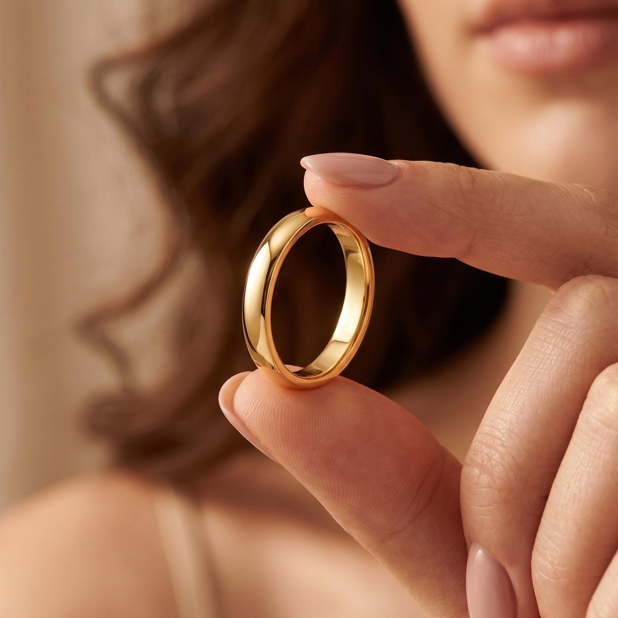 18K Gold Plated Minimalist Dome Ring for Women