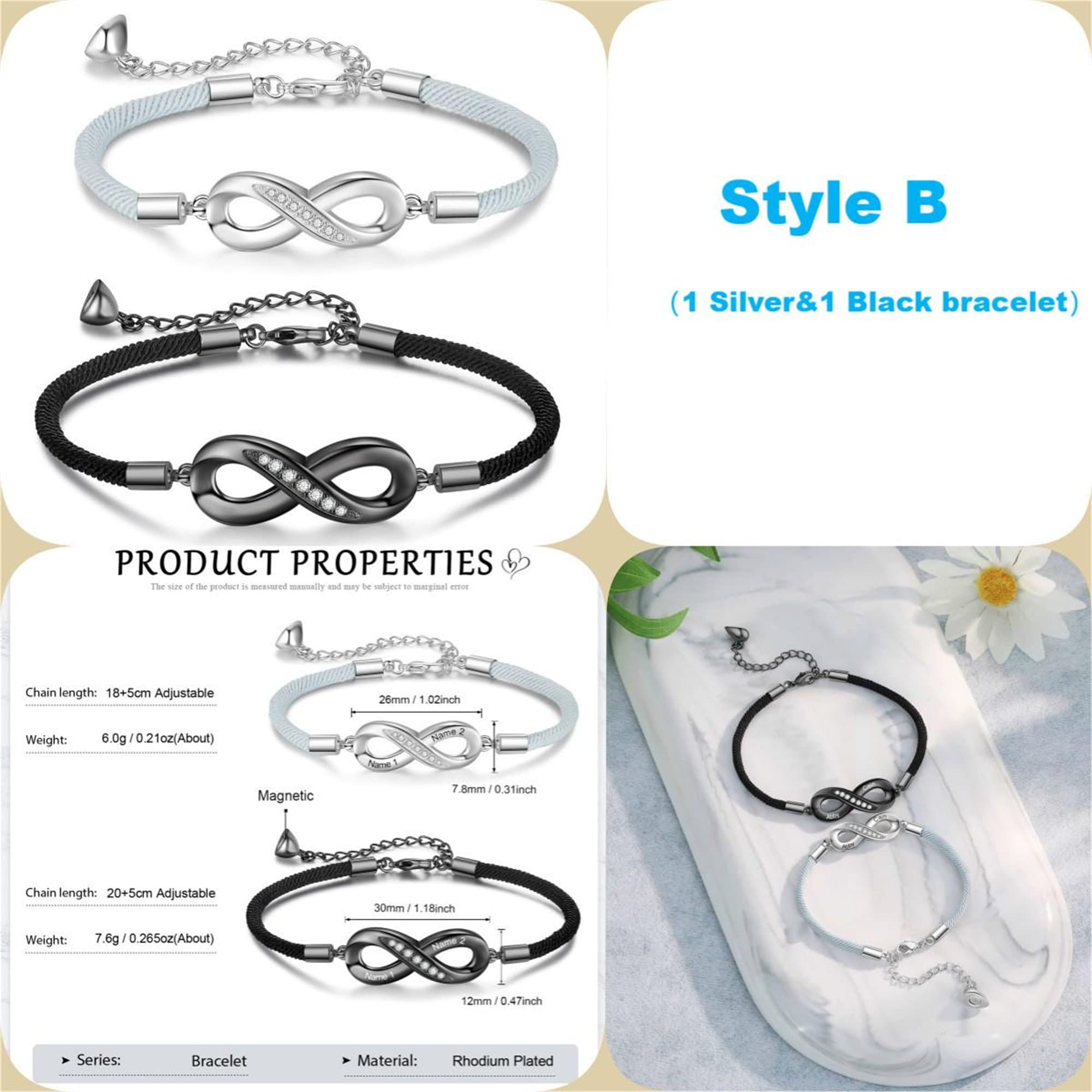 Personalized Two Name Infinity Couple Bracelet Set