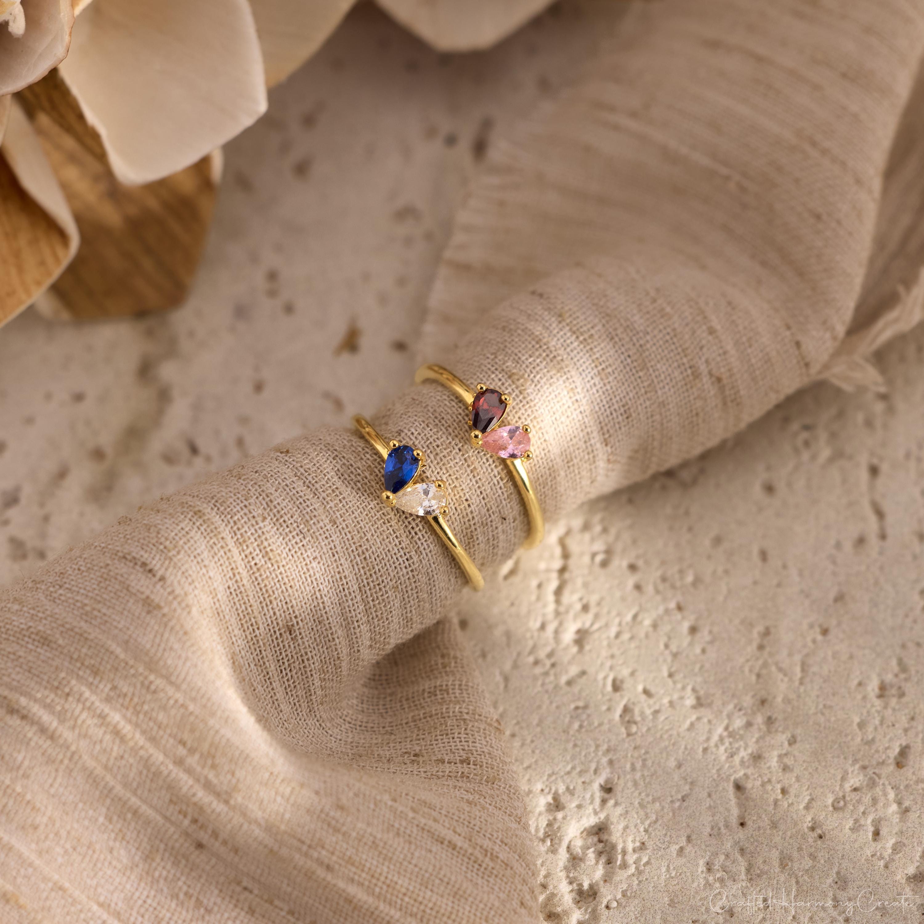 Personalized 3D Heart Birthstone Ring