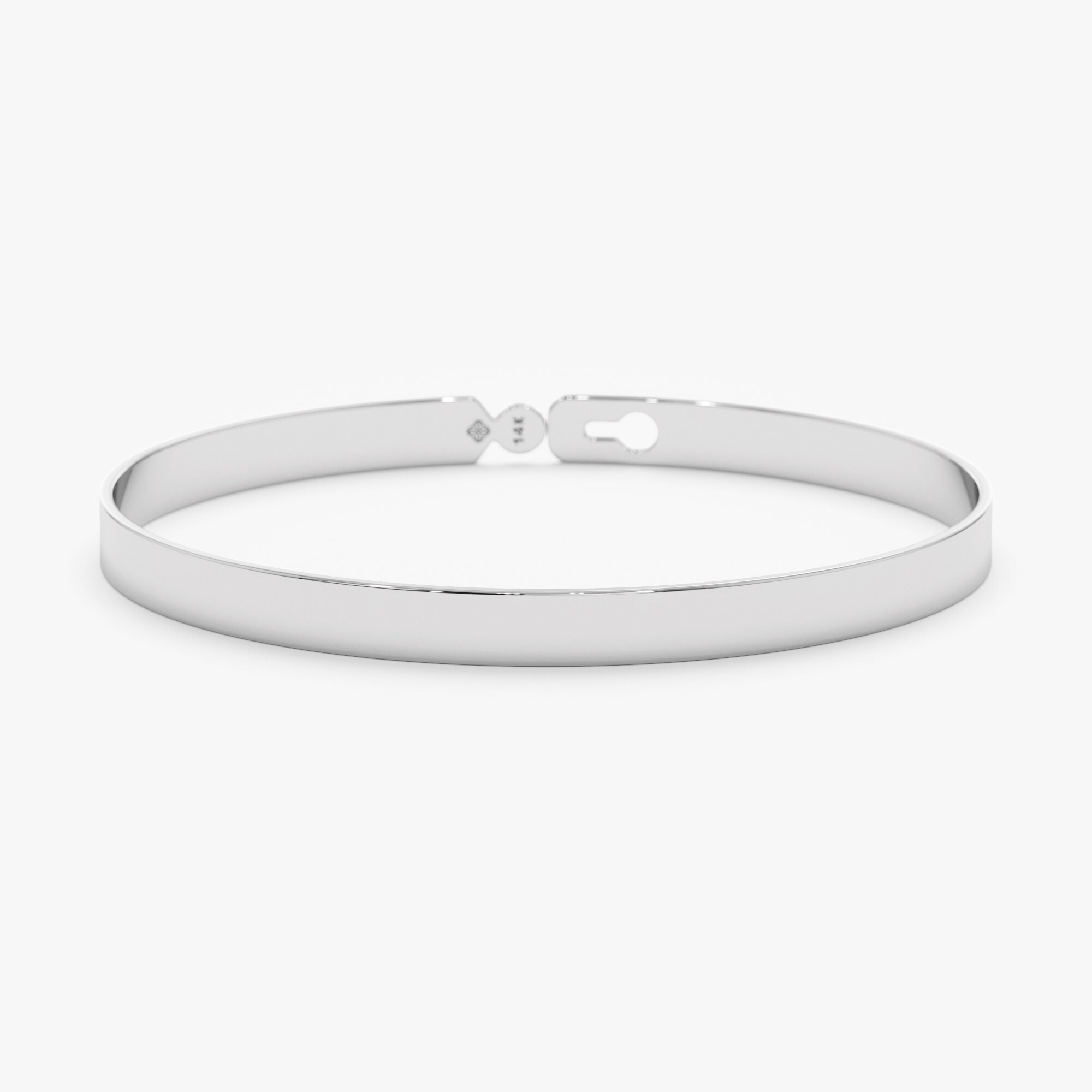 14K Gold Diamond Sliding Charm Bangle Bracelet