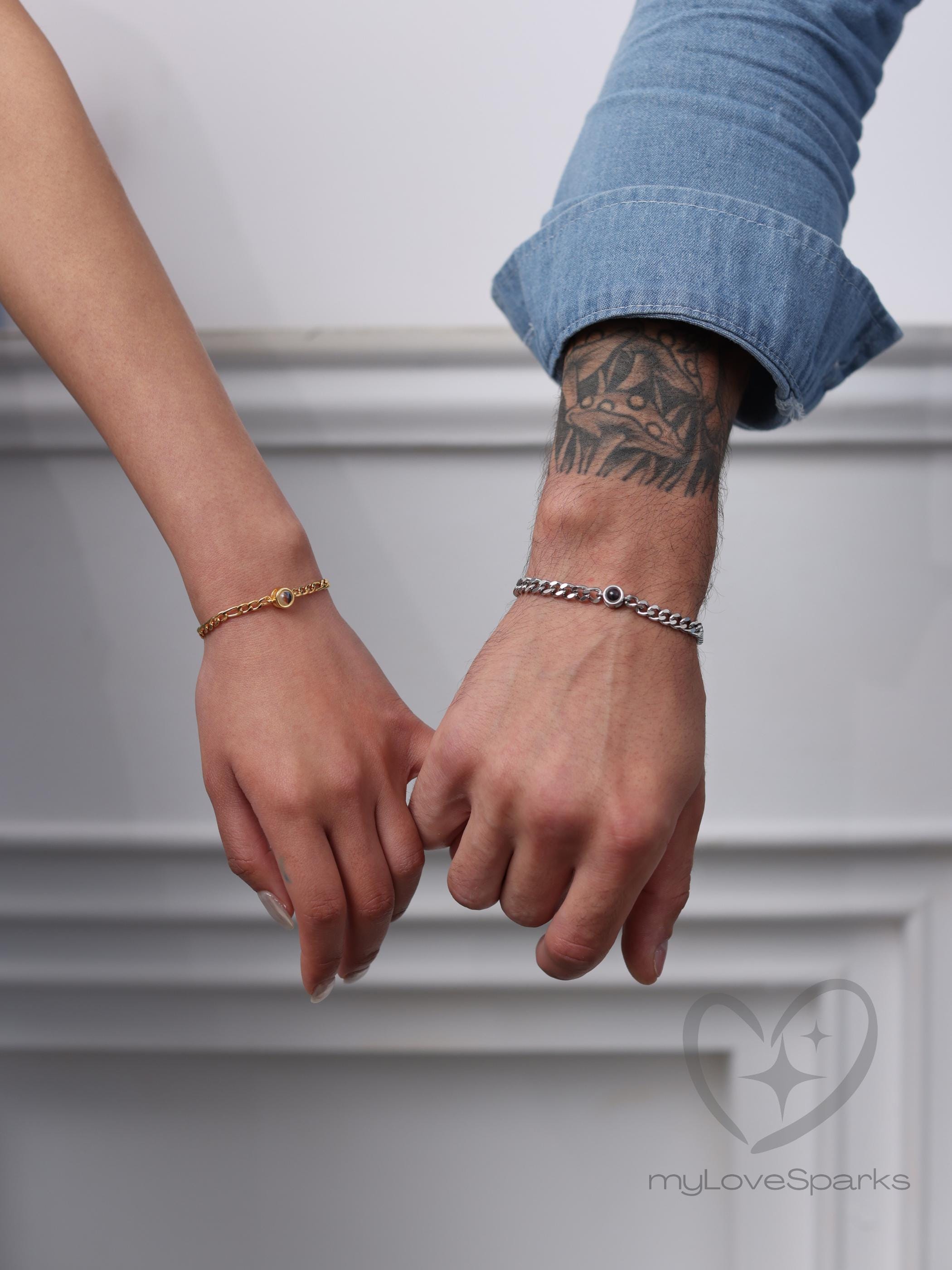 Personalized Photo Projection Bracelet Set of 2 for Couples