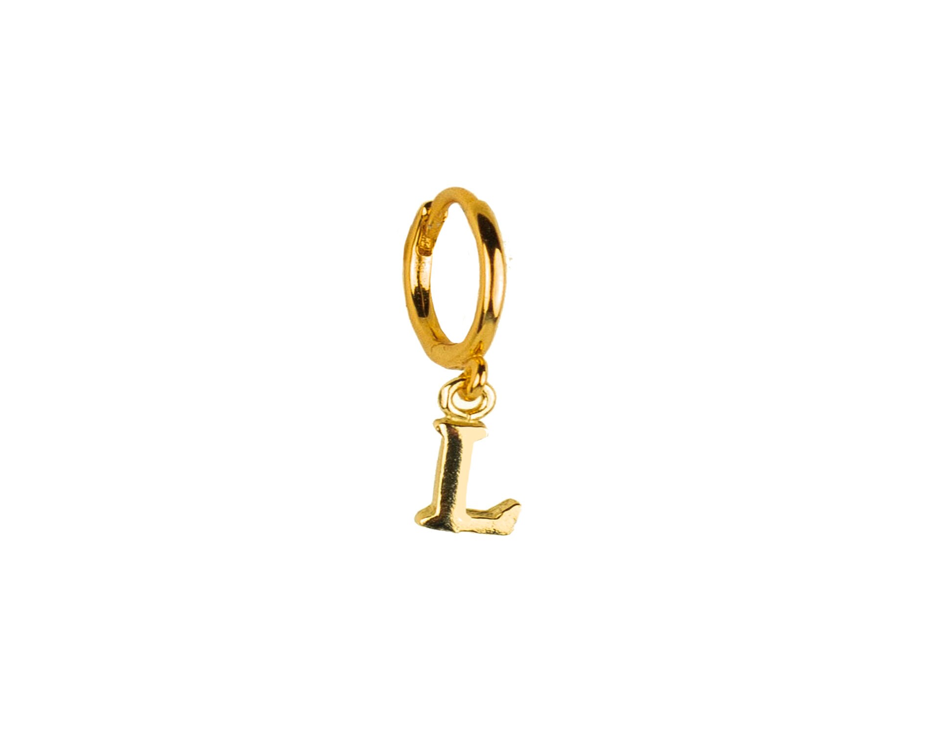 Gold Initial Hoop Earring in 18K Gold Plated Sterling Silver