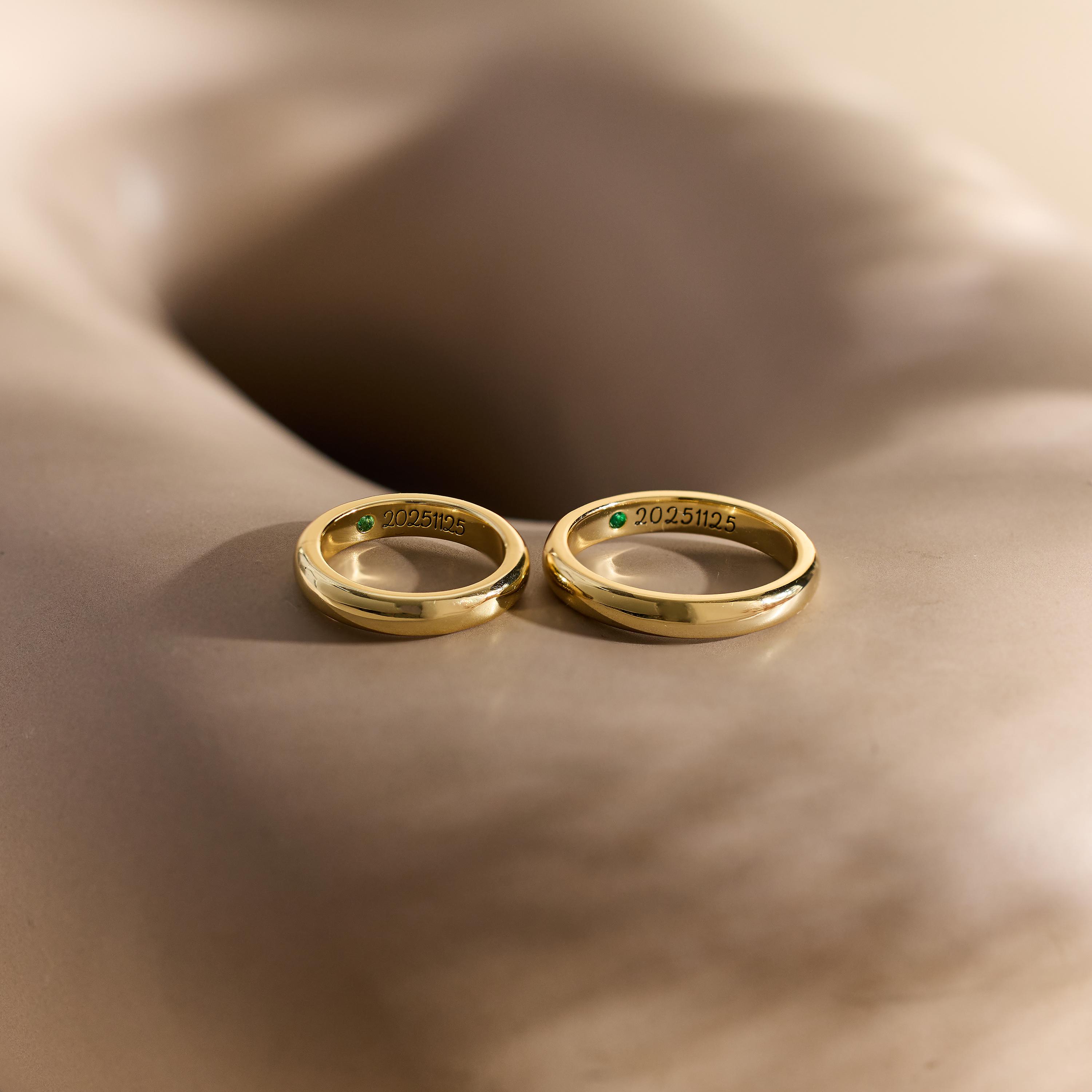 Personalized Birthstone Band Ring with Inside Engraving