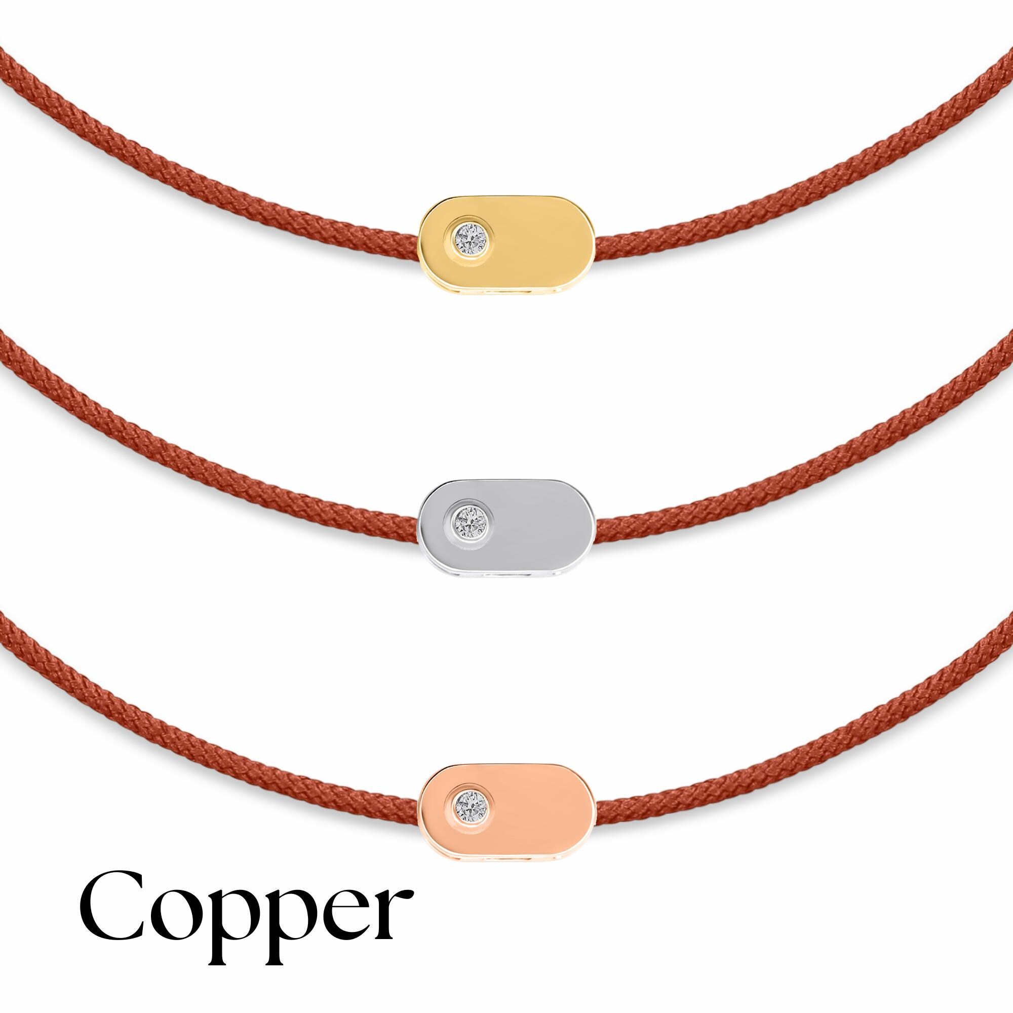 Personalized 14K Solid Gold Initial Bracelet with Natural Diamond on Silk Thread