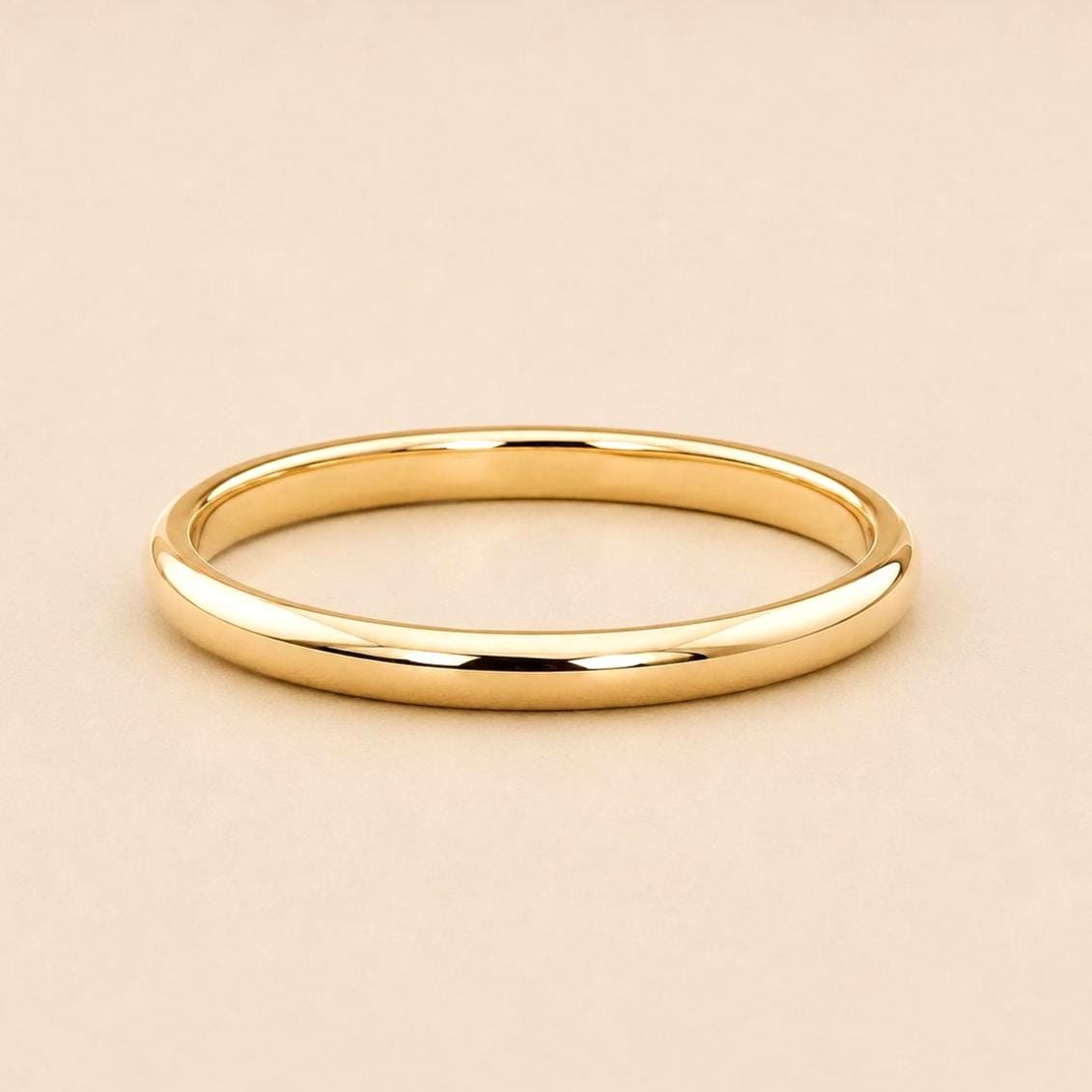 14K Solid Gold 2mm Dome Wedding Band