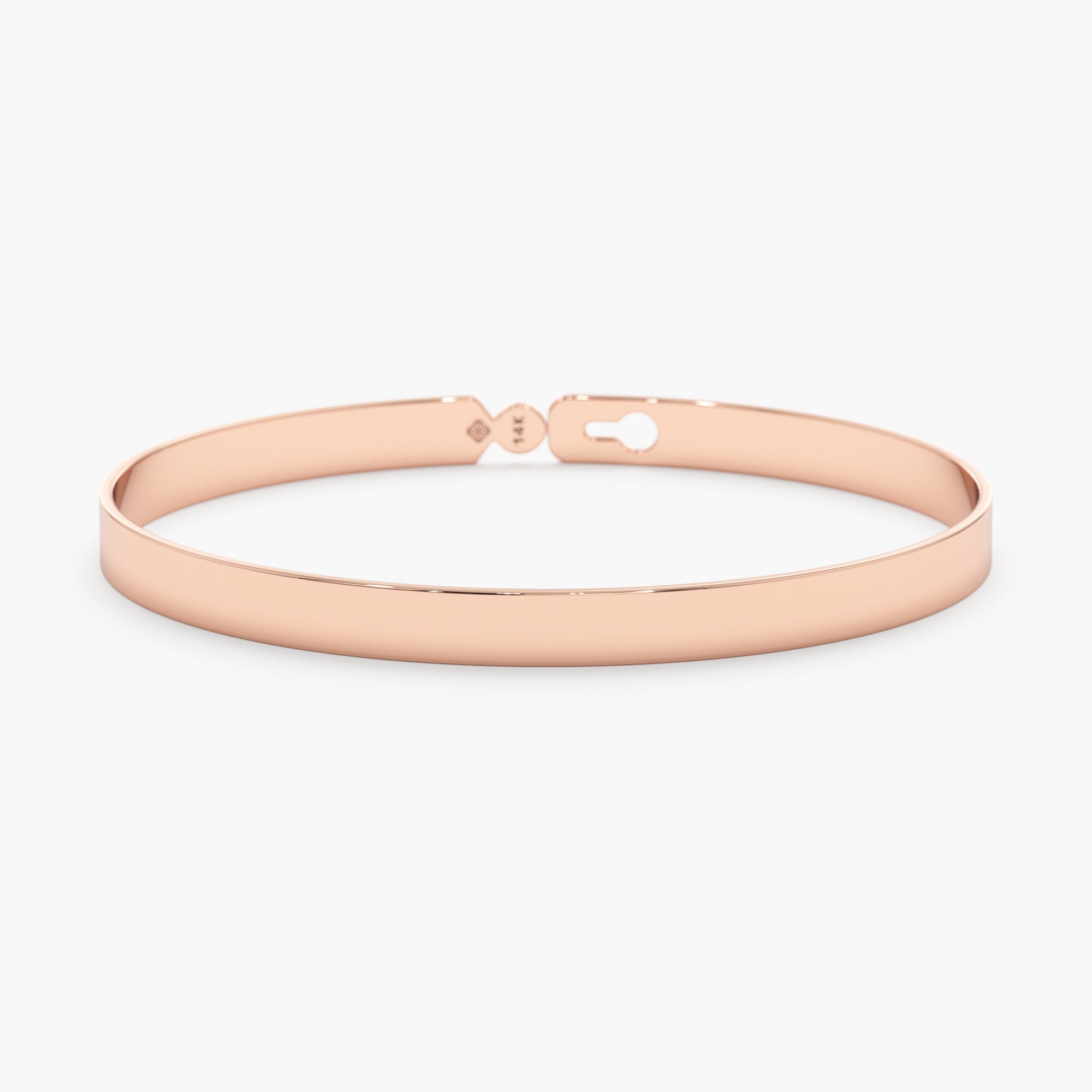 14K Gold Diamond Sliding Charm Bangle Bracelet