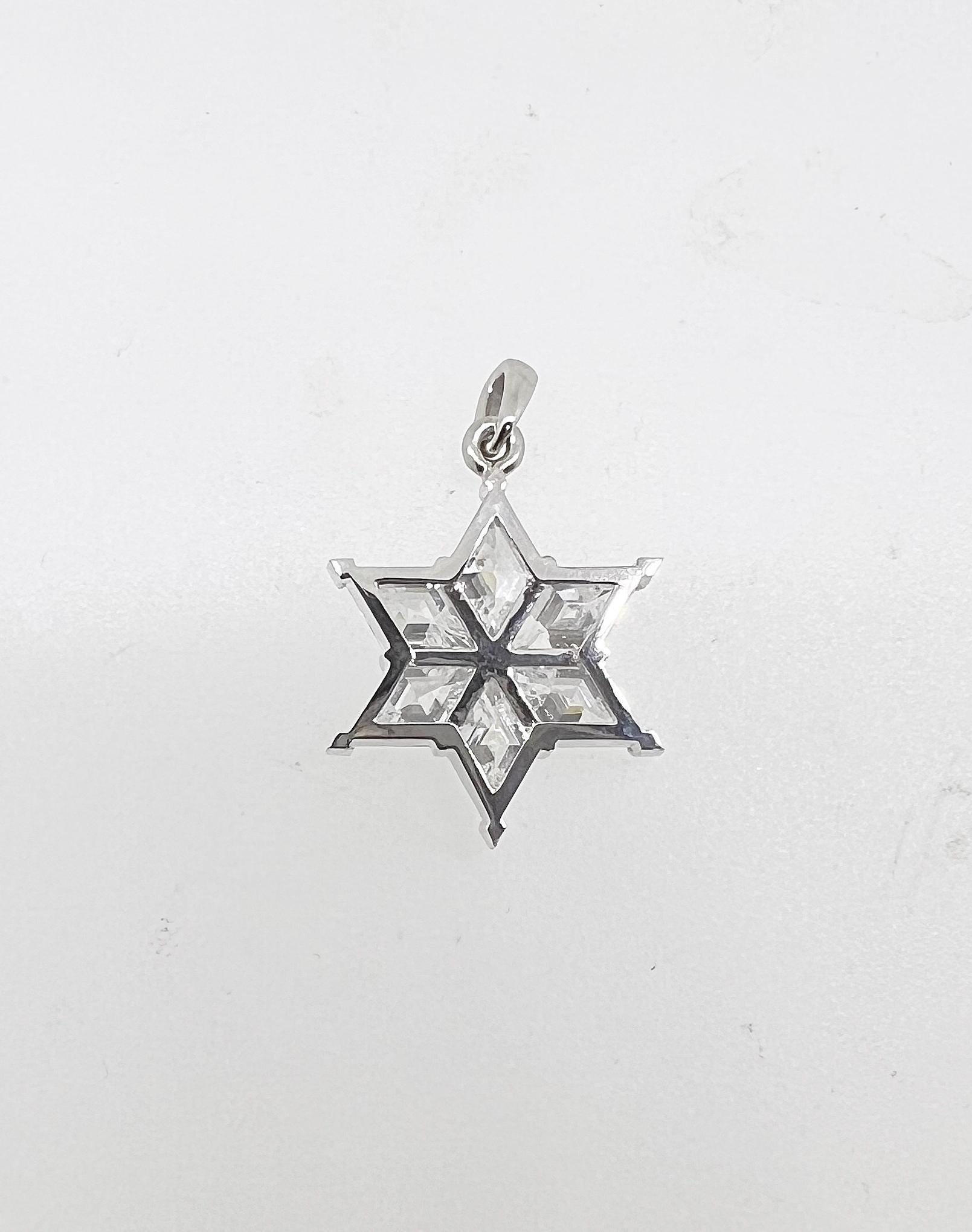 14K White Gold Star of David Pendant Necklace with 1.6 Carat Lab Grown Diamonds