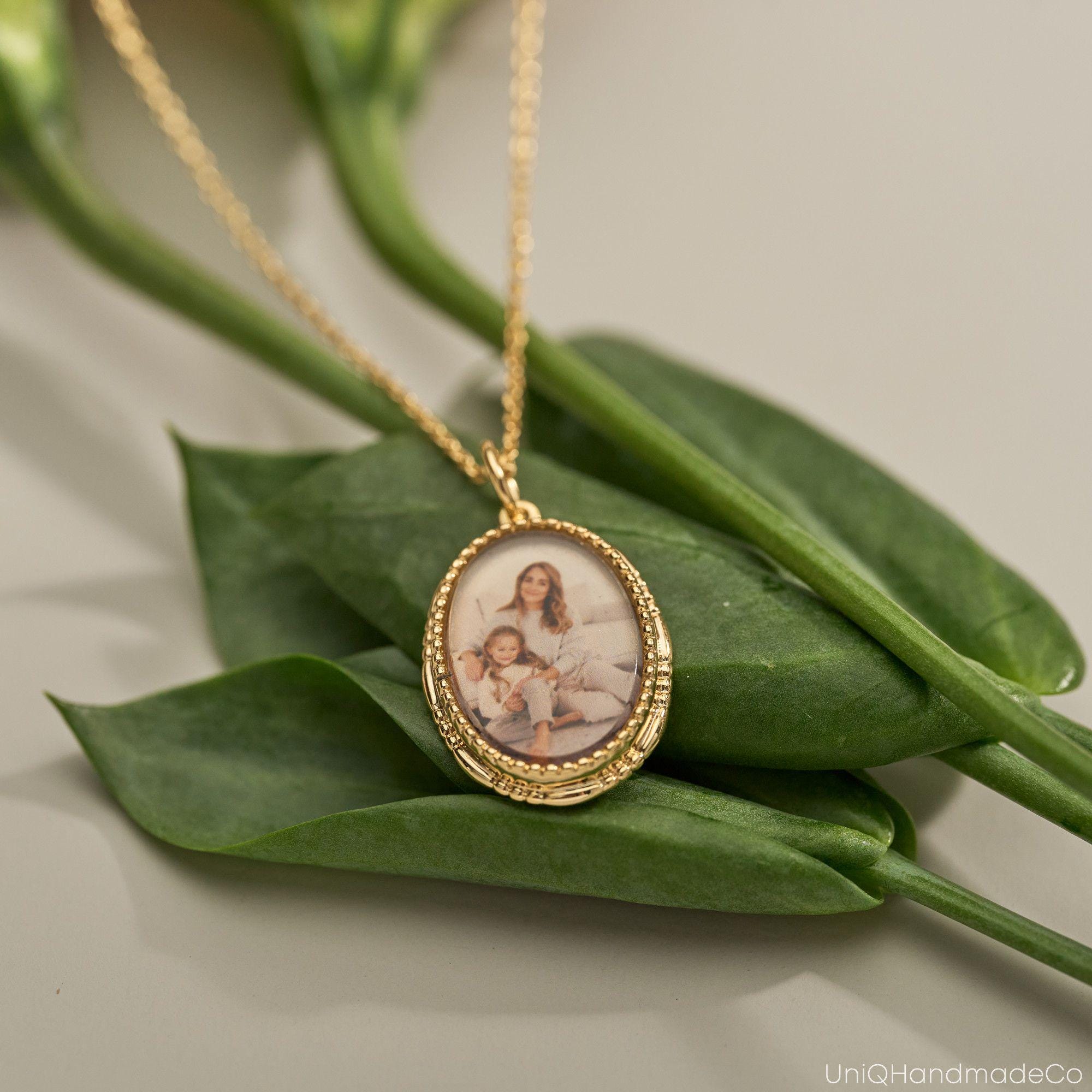 Personalized Photo Necklace in Solid Copper with Cable Chain