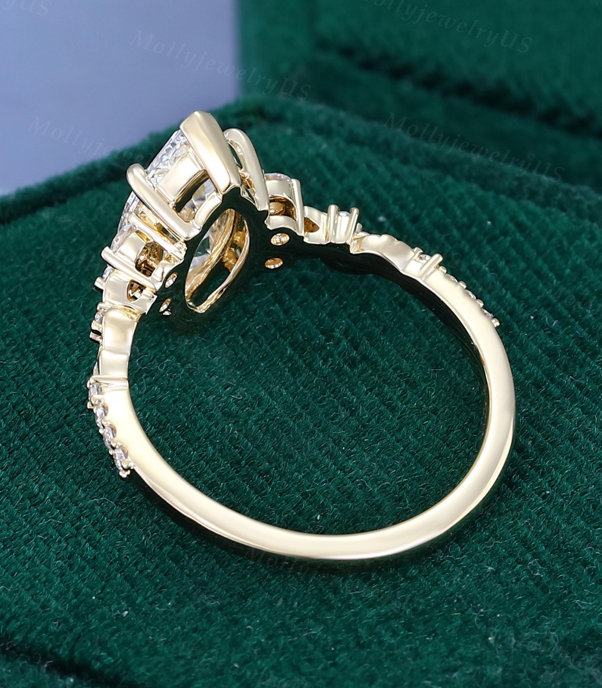 1.5CT Marquise Cut Lab Grown Diamond Engagement Ring in 14K Yellow Gold