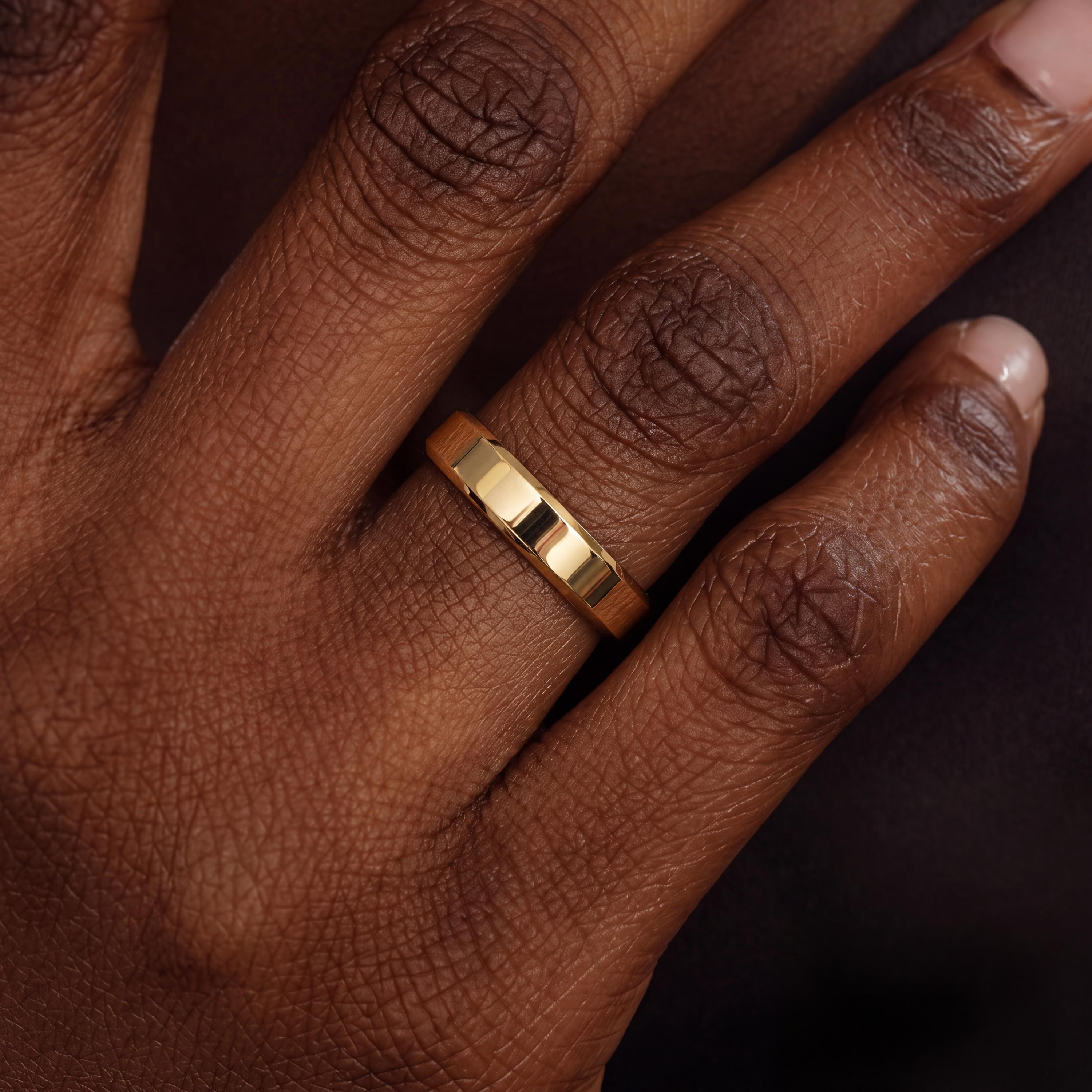 14k Gold Beveled Edge Flat Wedding Band, 2mm to 8mm