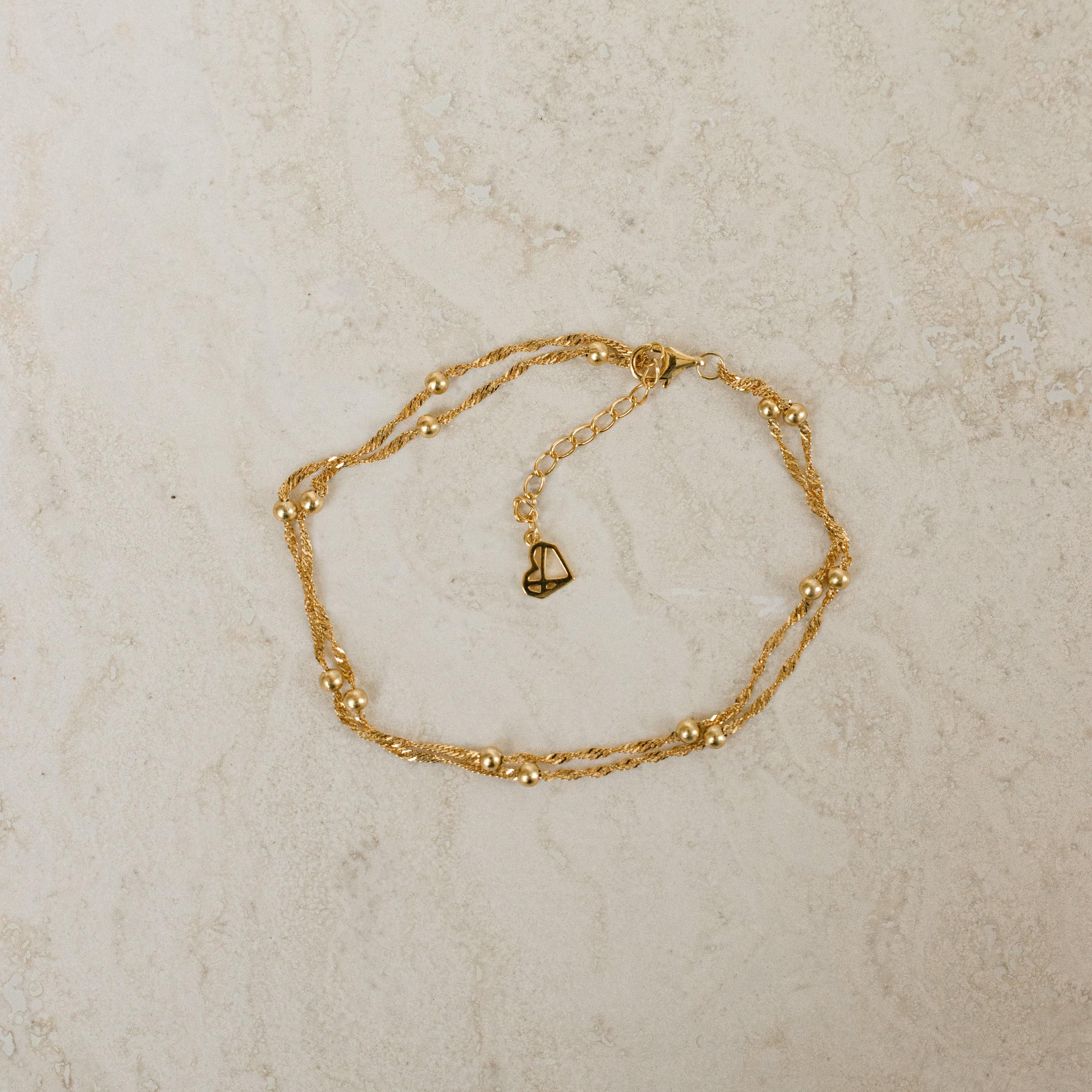 Duo Bead Chain Bracelet in Sterling Silver and 18K Gold Tone