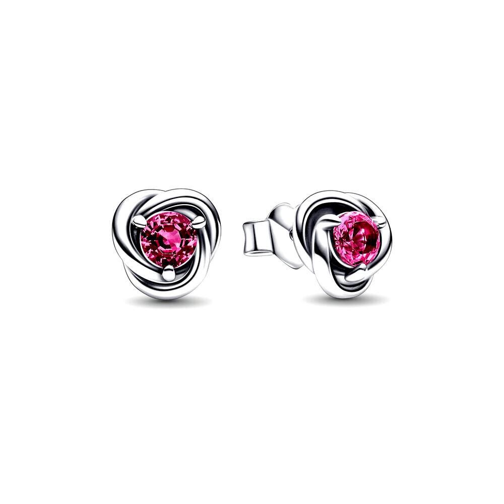 October Birthstone Eternity Circle Stud Earrings in S925 Sterling Silver