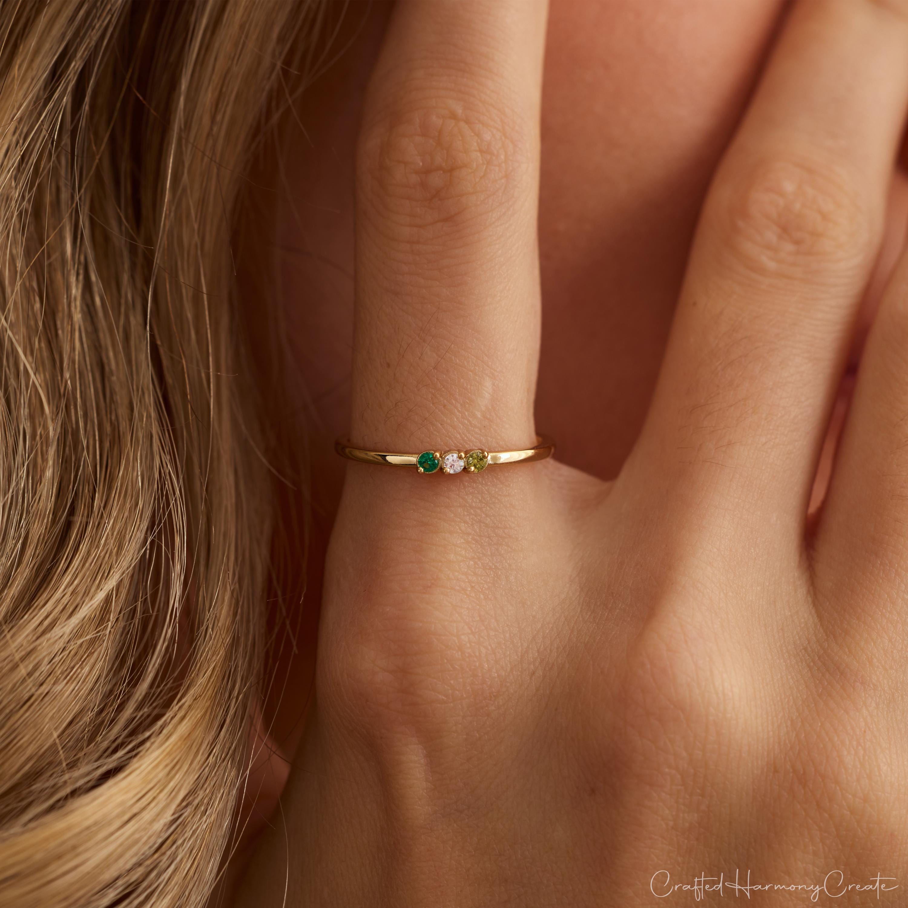 Personalized Multiple Round Birthstone Ring