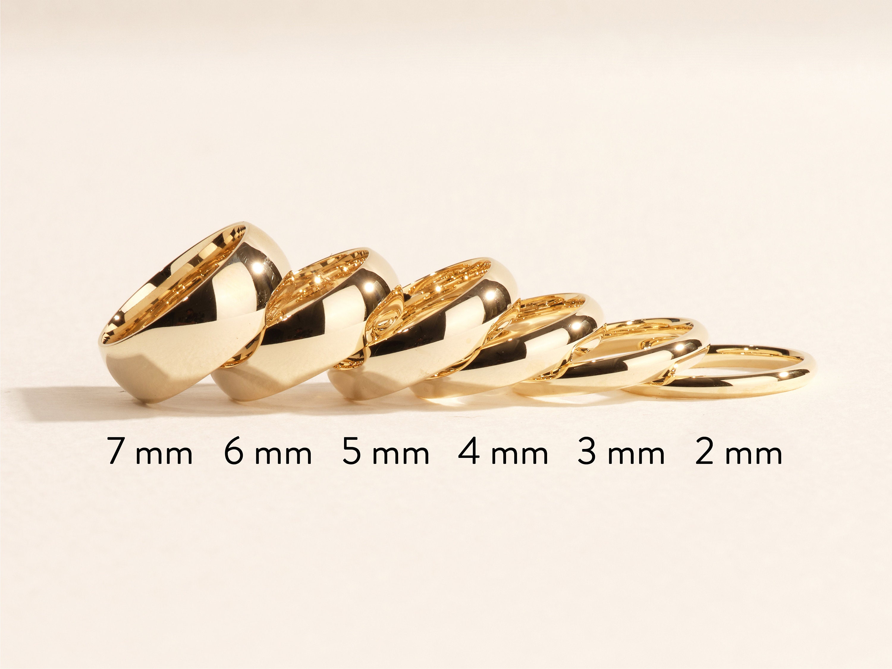 14K Yellow Gold Dome Wedding Band, Polished Comfort Fit