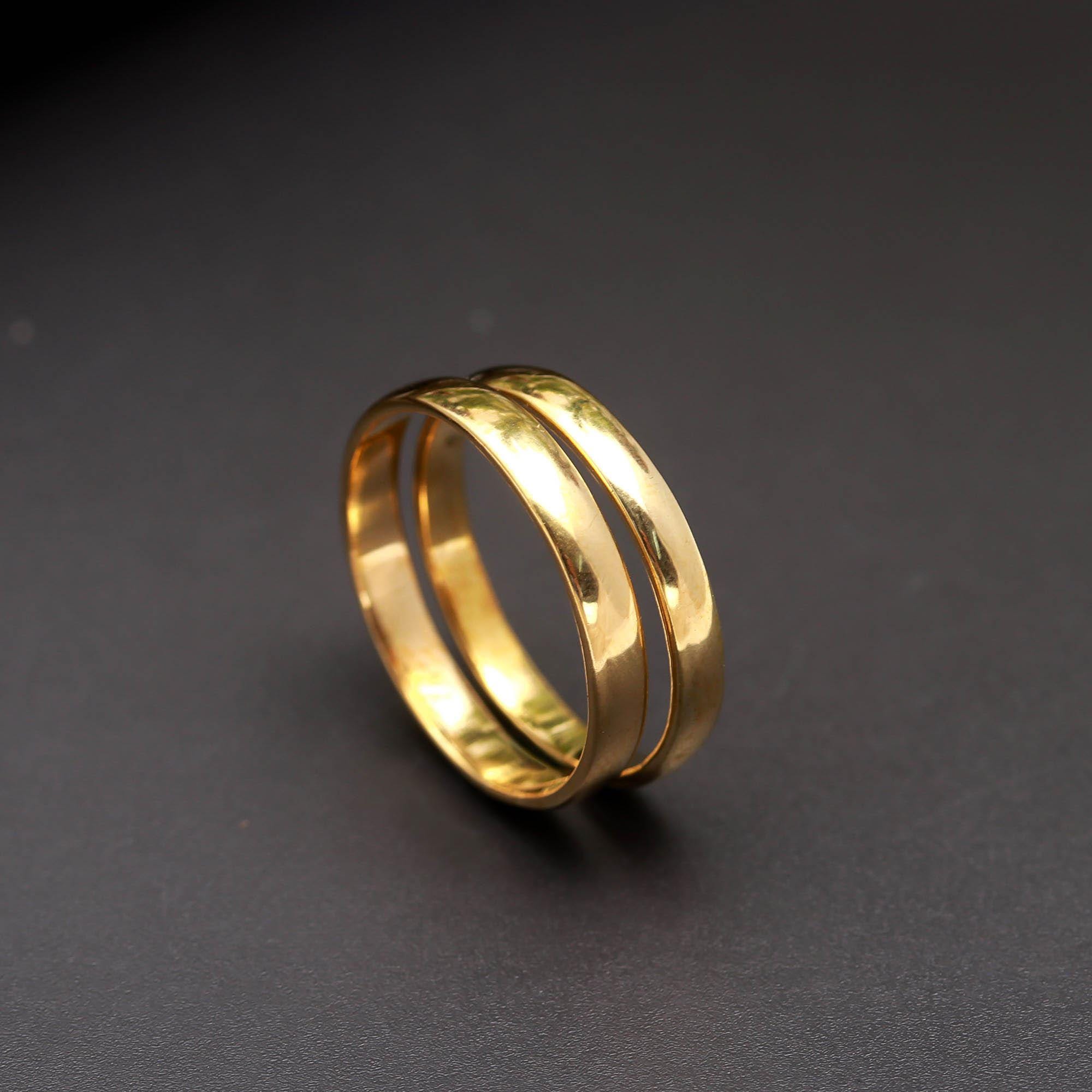 Handmade 18K Gold Couple Ring Set, Antique Style