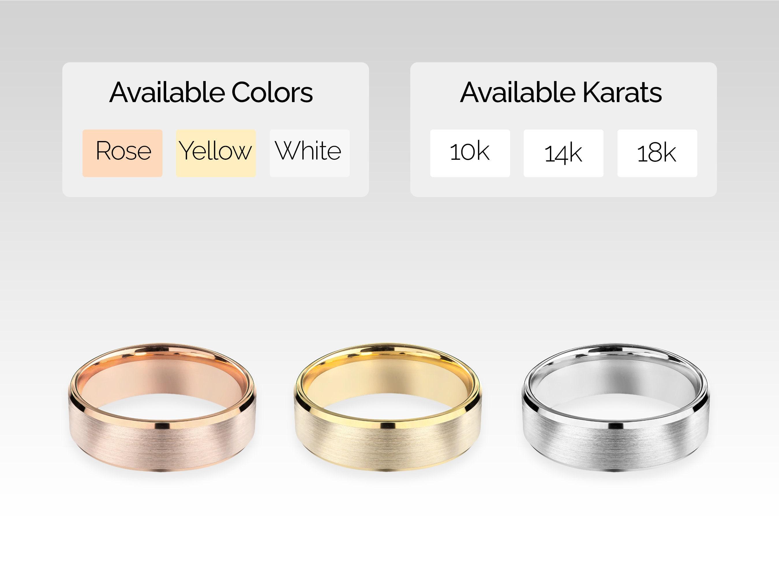 6mm Matte Beveled Wedding Band, Flat Comfort Fit Solid Gold
