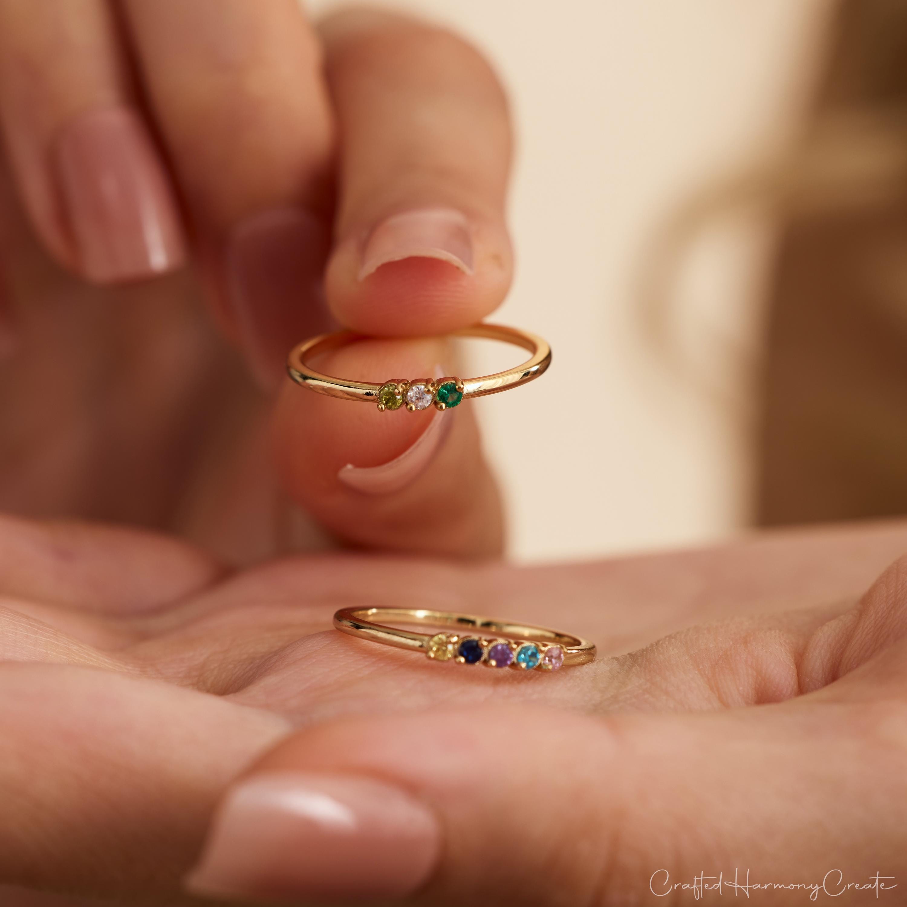 Personalized Multiple Round Birthstone Ring