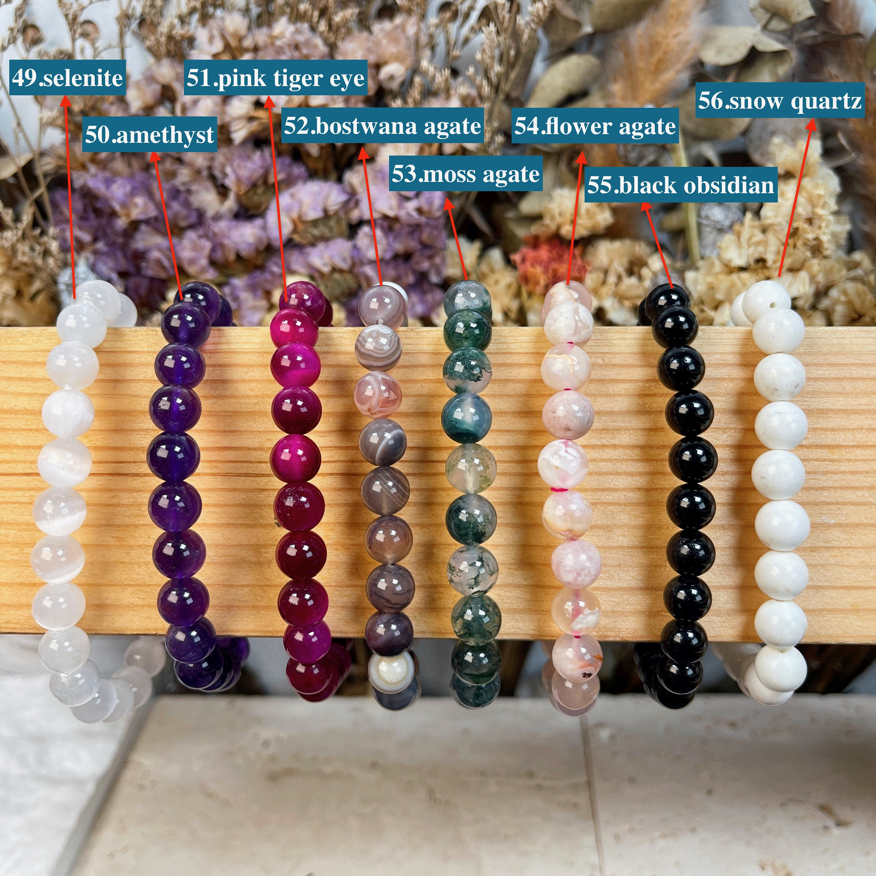Handmade Natural Gemstone Beaded Bracelet, 6mm to 10mm