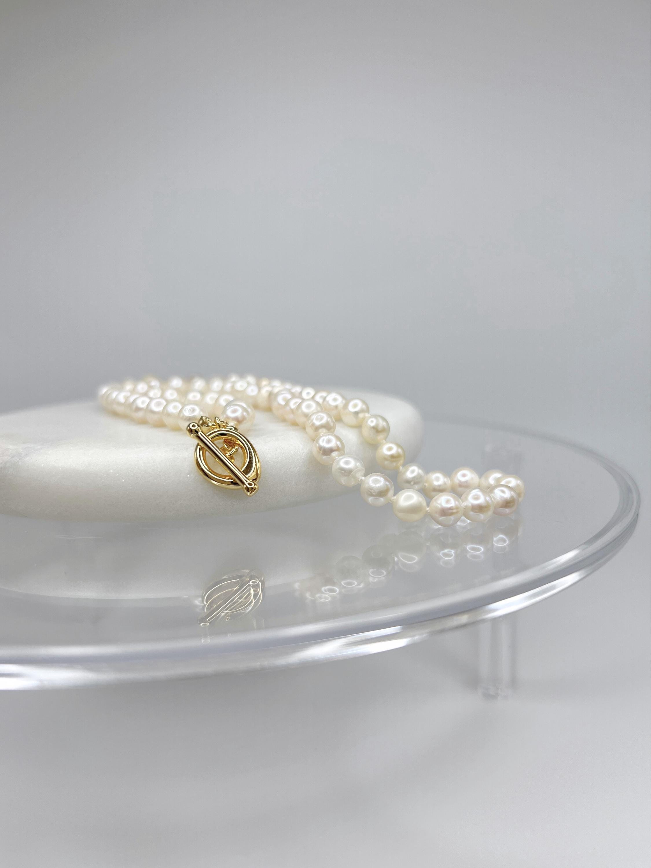 Hand-Knotted Freshwater Pearl Strand with Lobster or Toggle Clasp