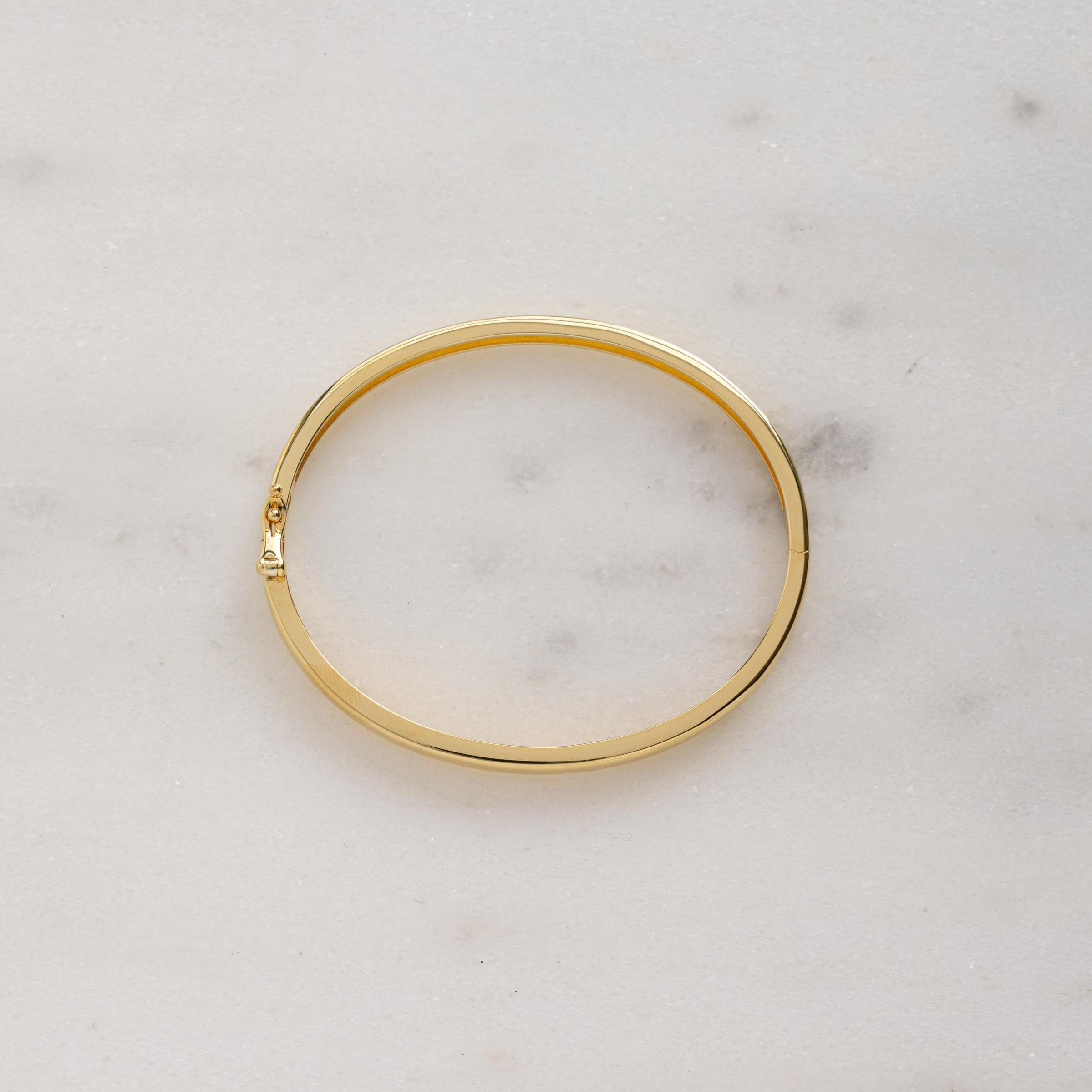 Gold Plated Bangle Bracelet with Thick 14K Finish