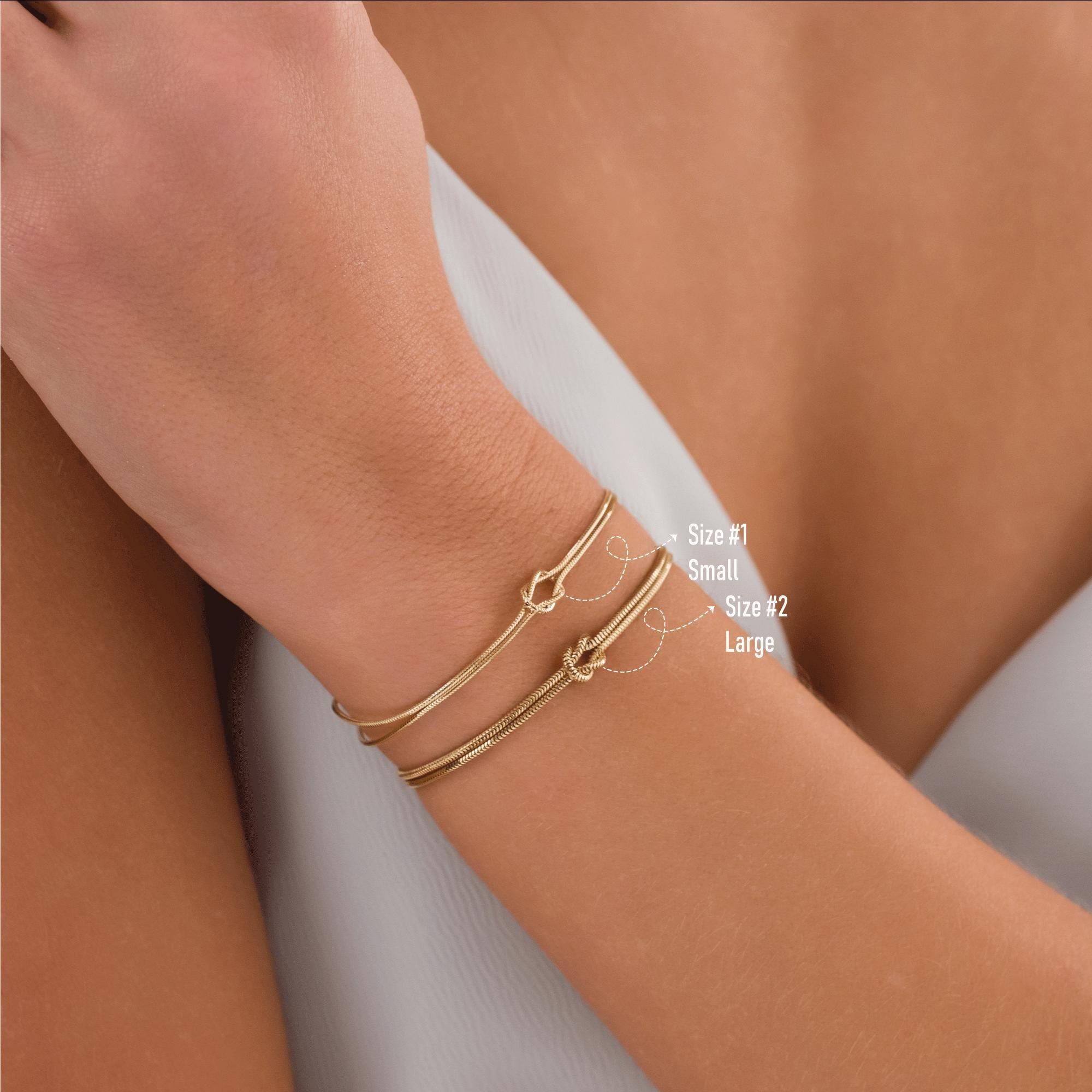 14K Gold Knot Bracelet with Herringbone Rope Chain