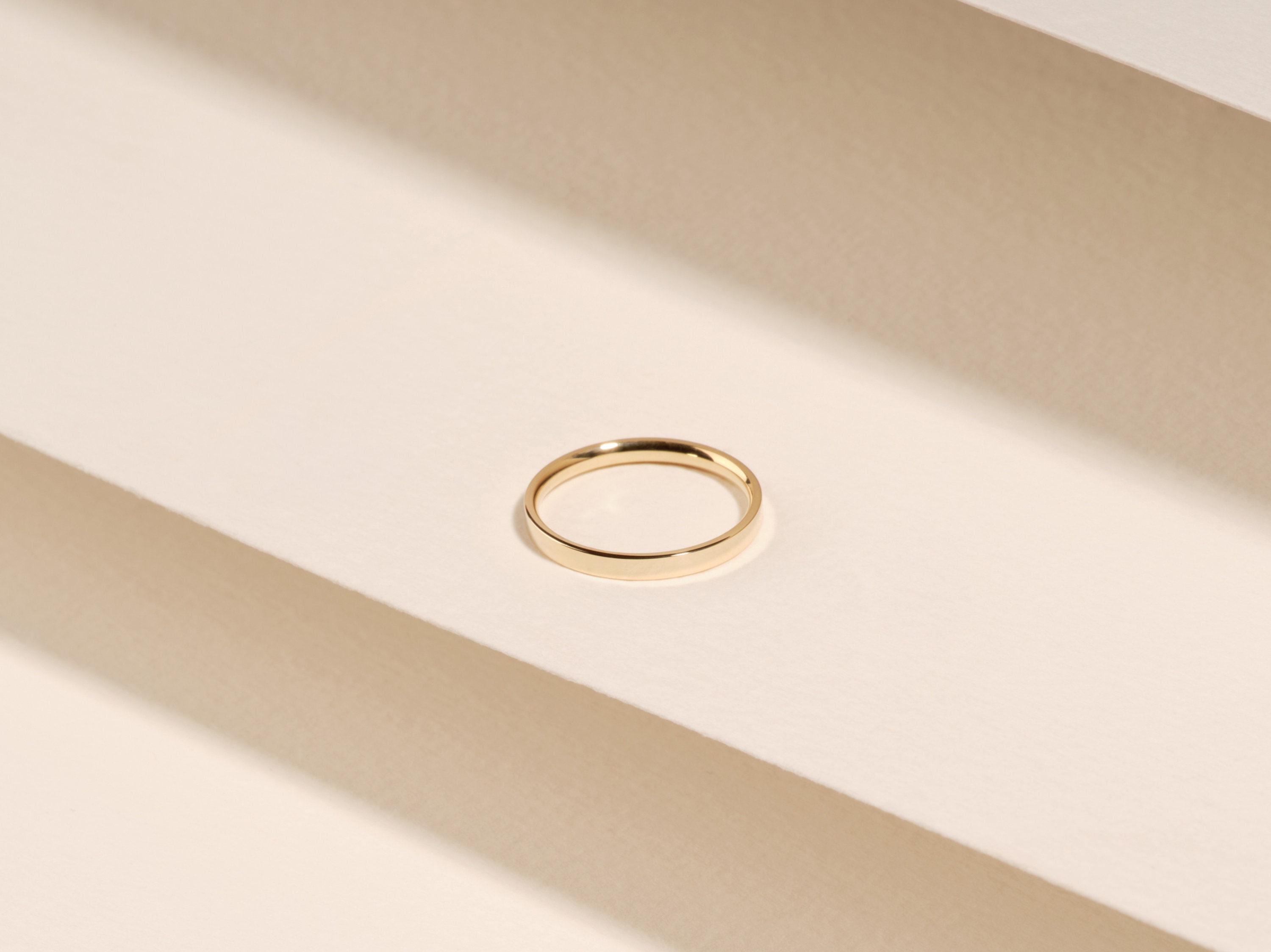 2mm Yellow Gold Flat Wedding Band, Comfort Fit