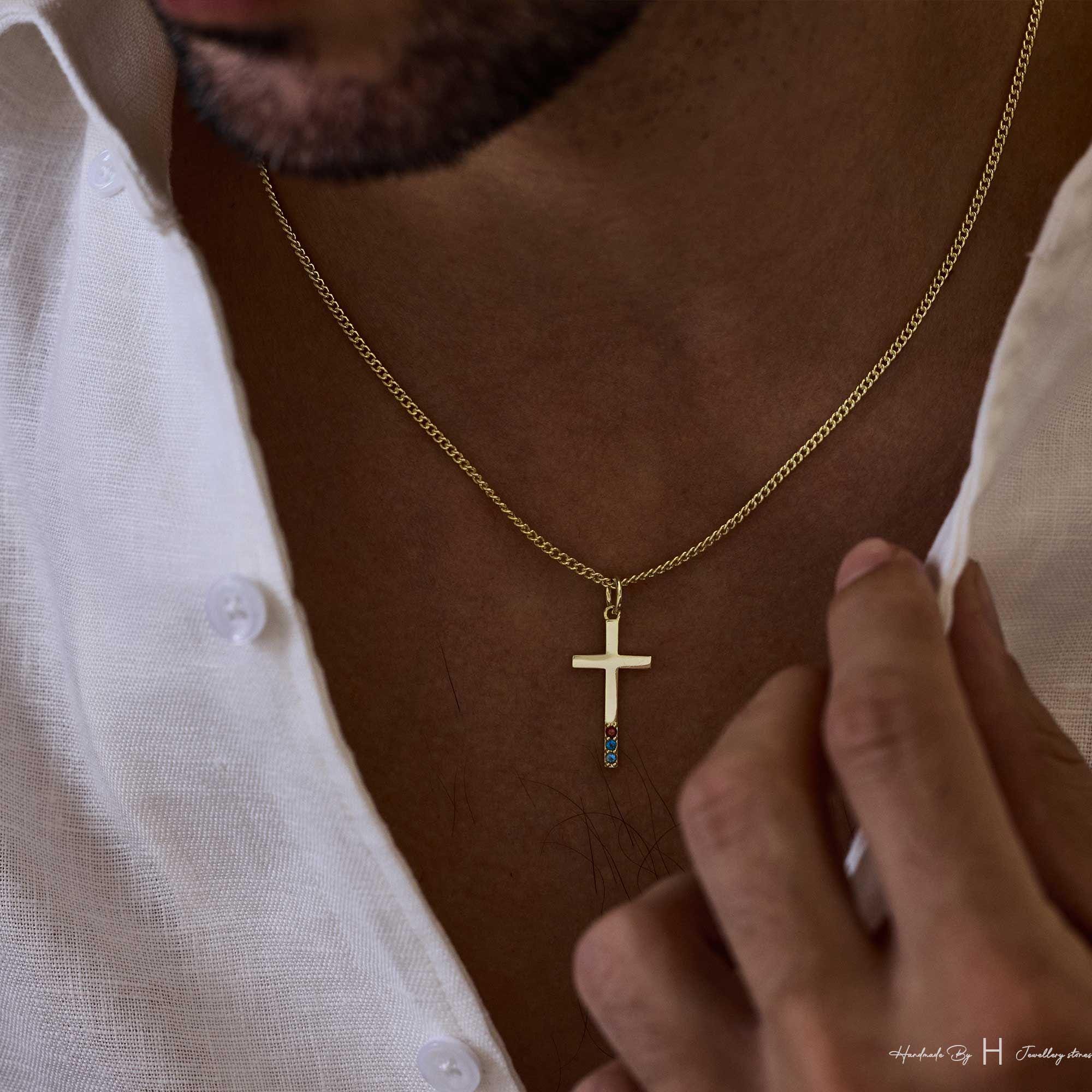 Men's Birthstone Necklace with Zircon Pendant in Pure Copper