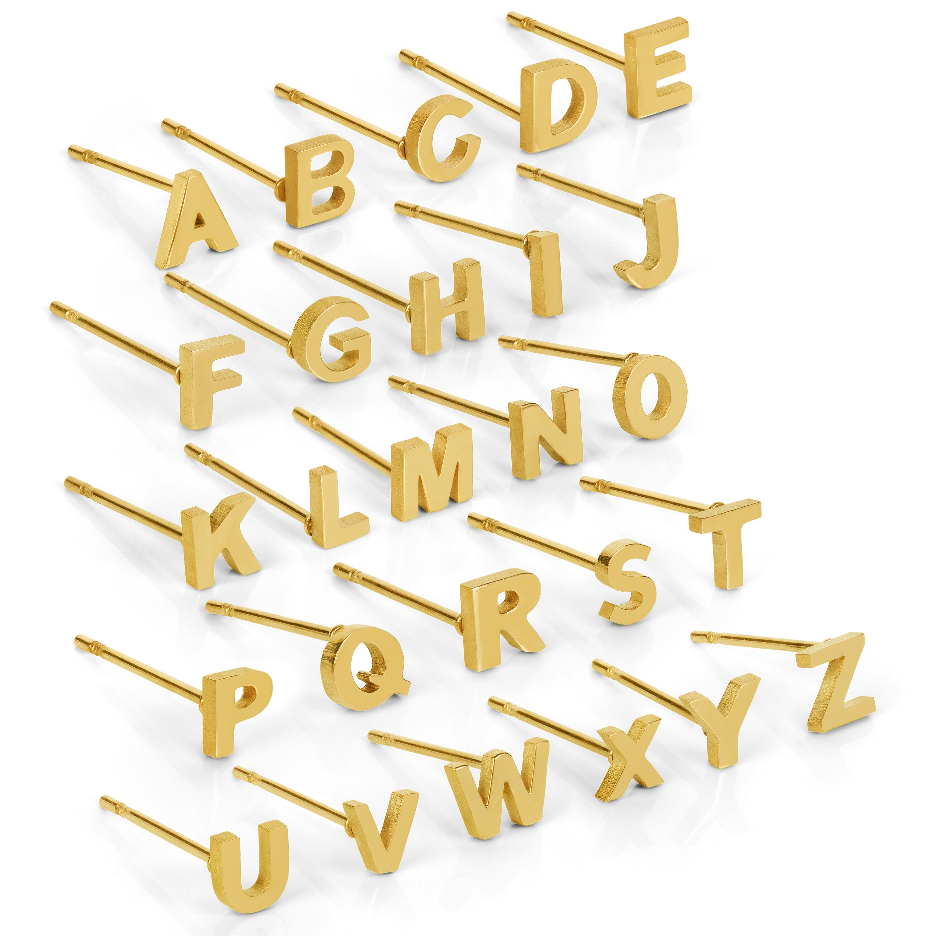 Tiny Custom Initial Letter Earring in Gold Plated Stainless Steel