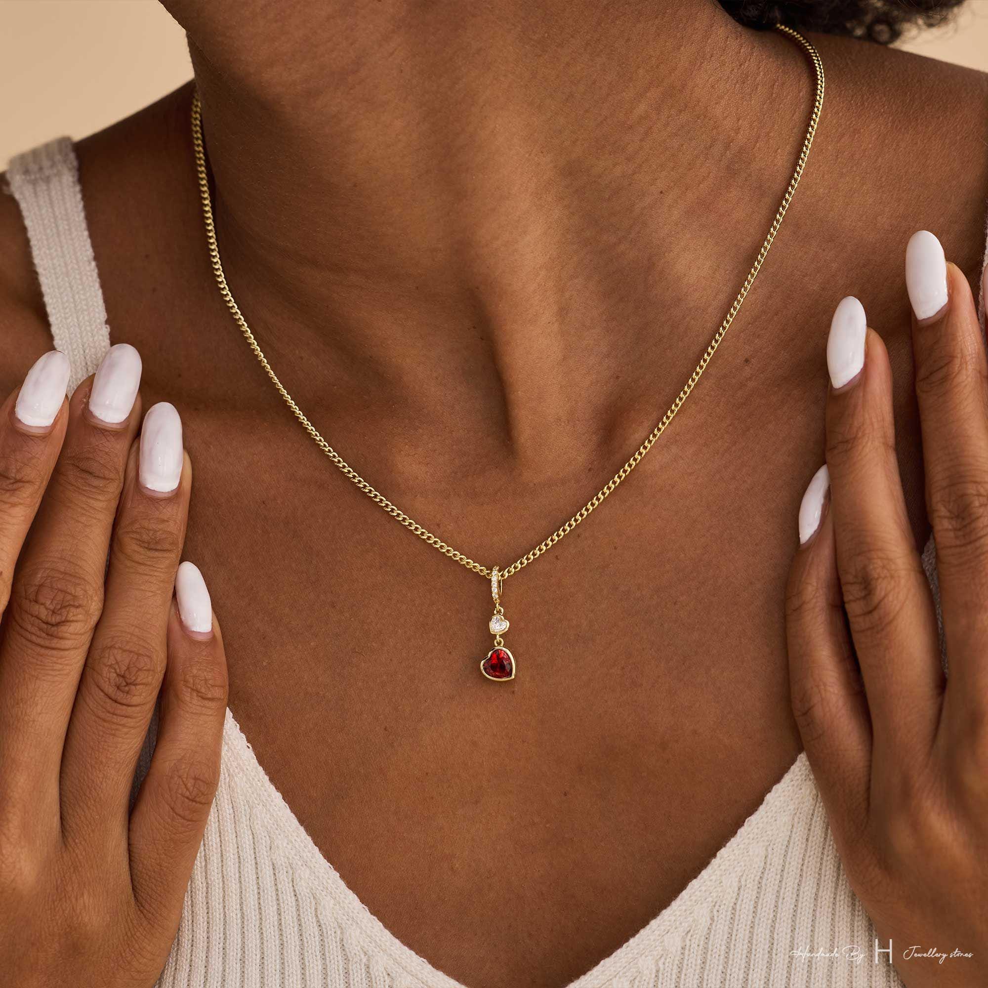 Custom Birthstone Heart Pendant Necklace in Copper