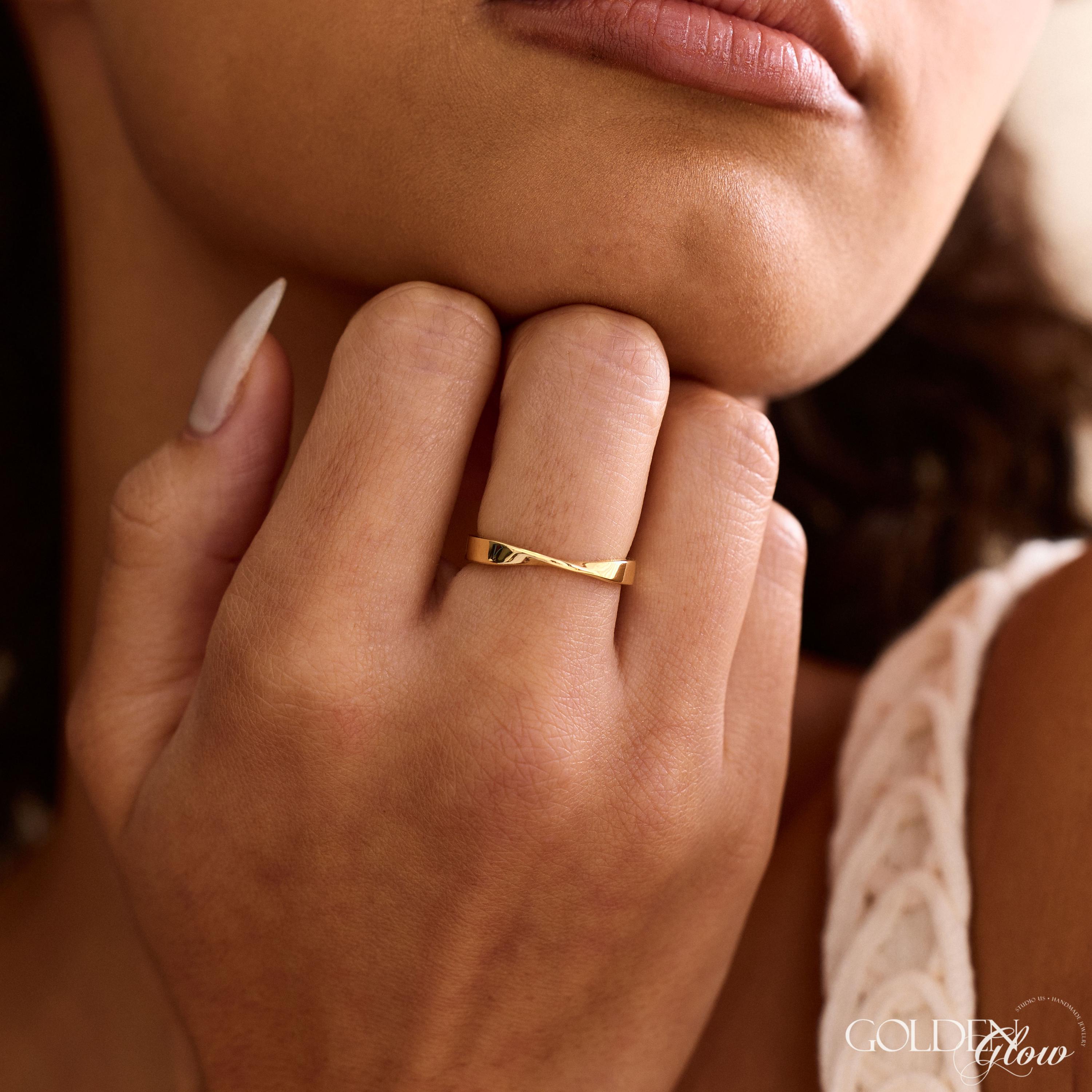Custom Couples Mobius Twist Ring with Inner Engraving