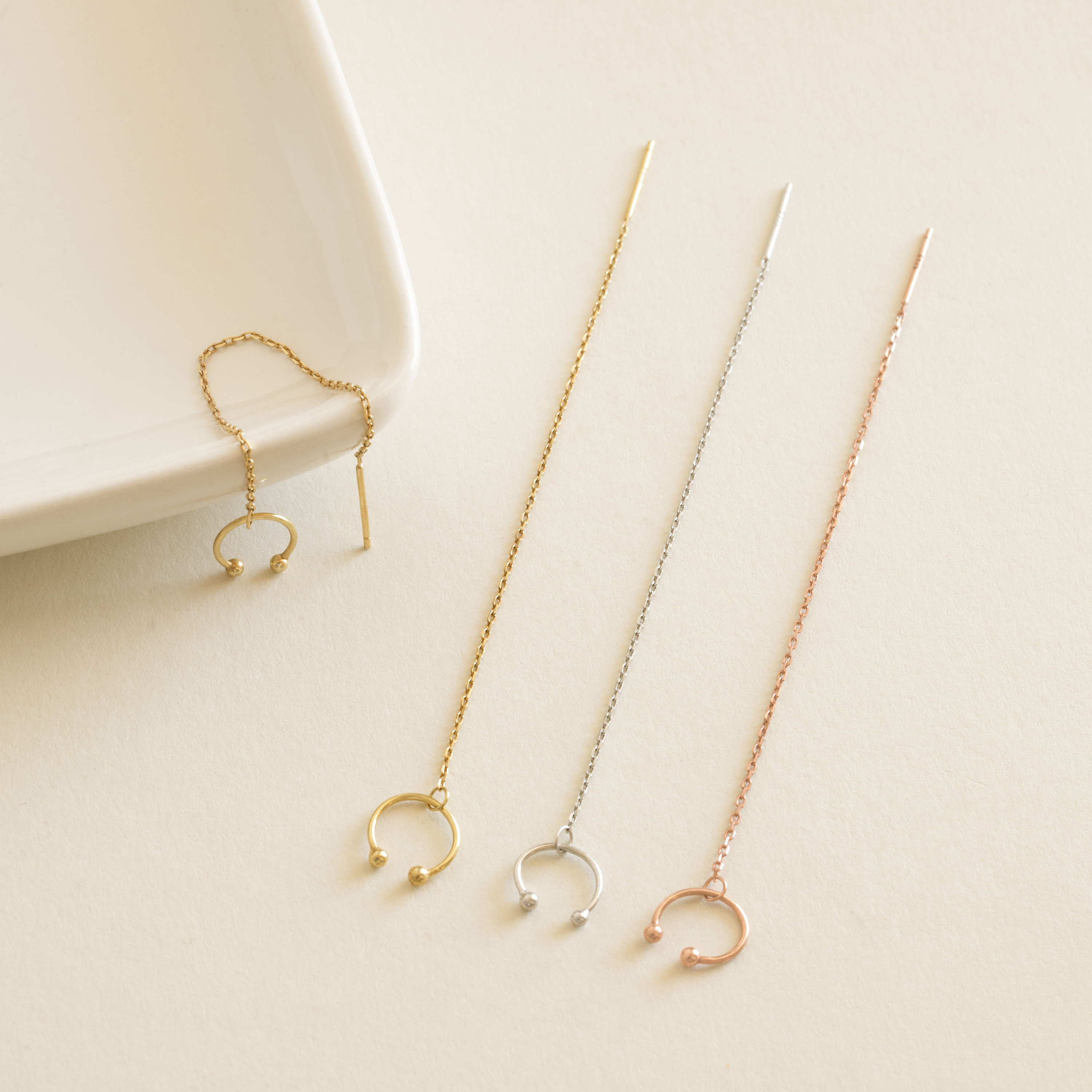 Sterling Silver Ear Cuff Chain Earrings in a Minimalist Pair