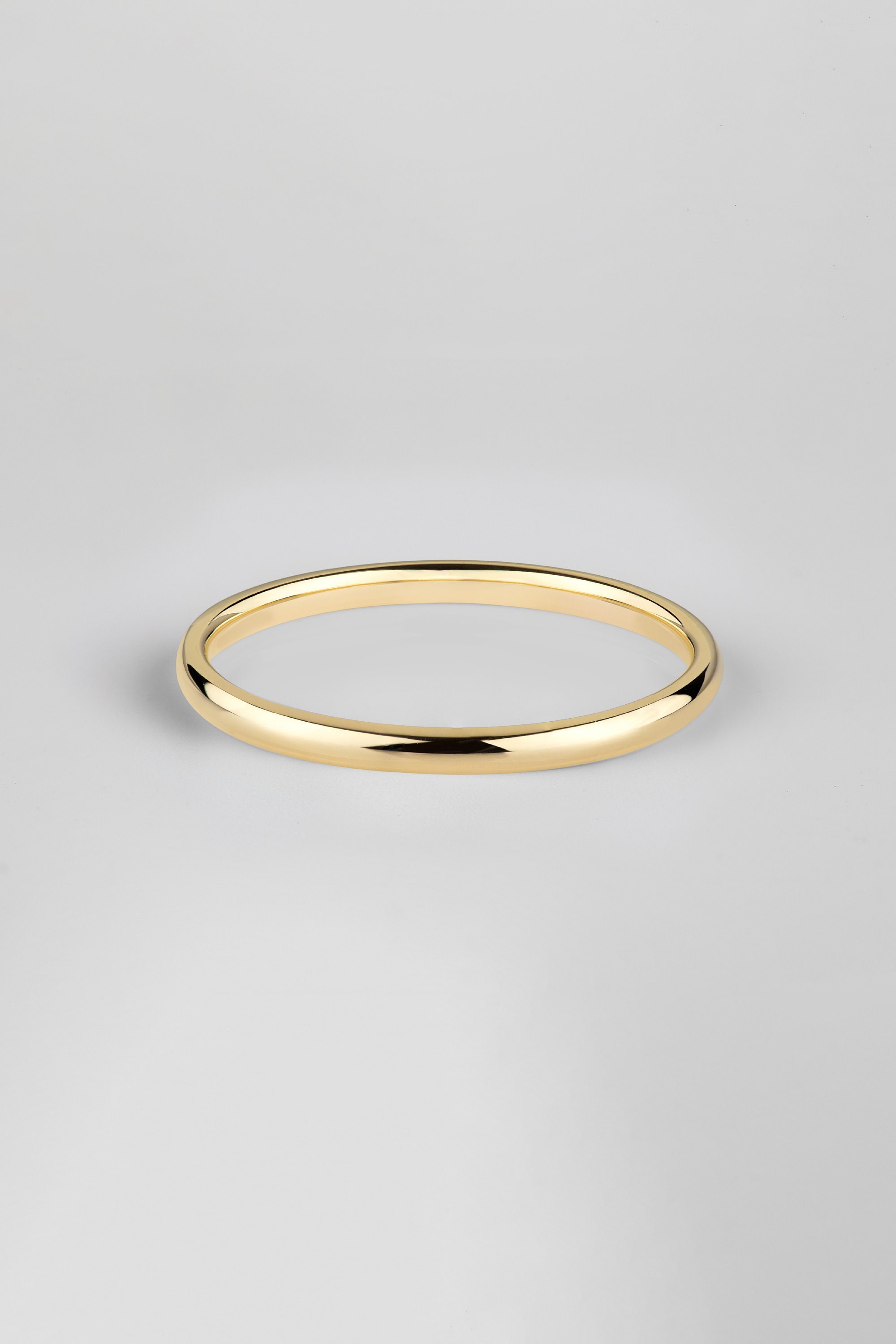 2mm Yellow Gold Dome Wedding Band with Polished Finish
