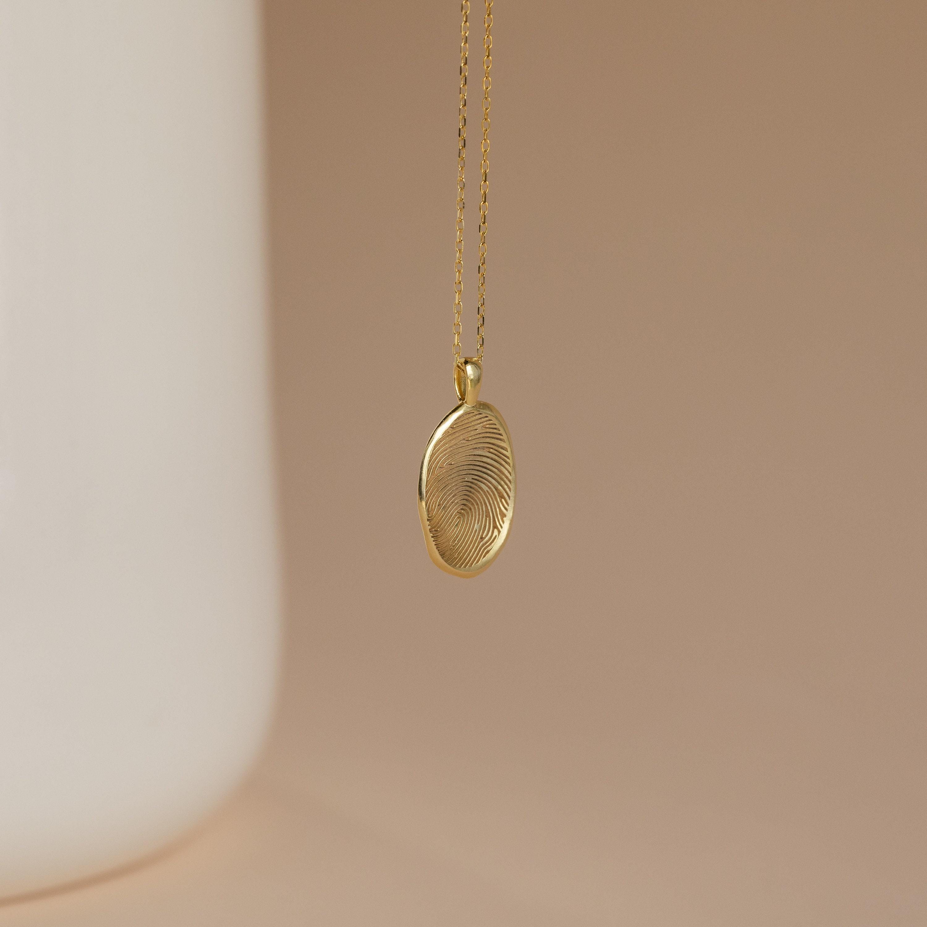 Deeply Engraved Fingerprint Memorial Necklace in 925 Sterling Silver