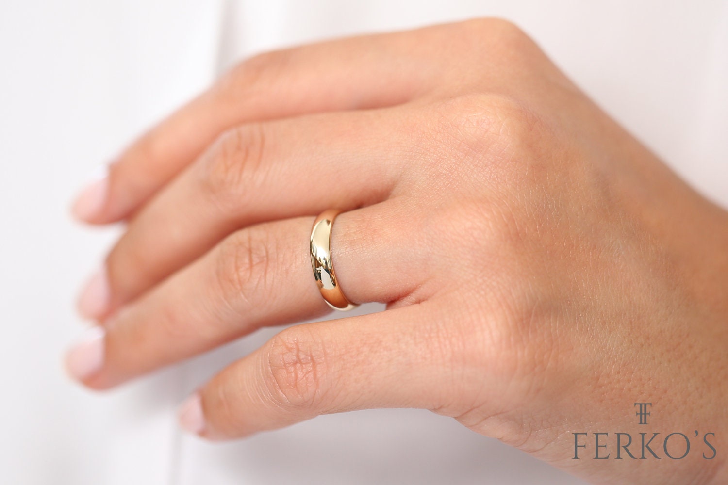 14K Solid Gold 4mm Classic Dome Wedding Band