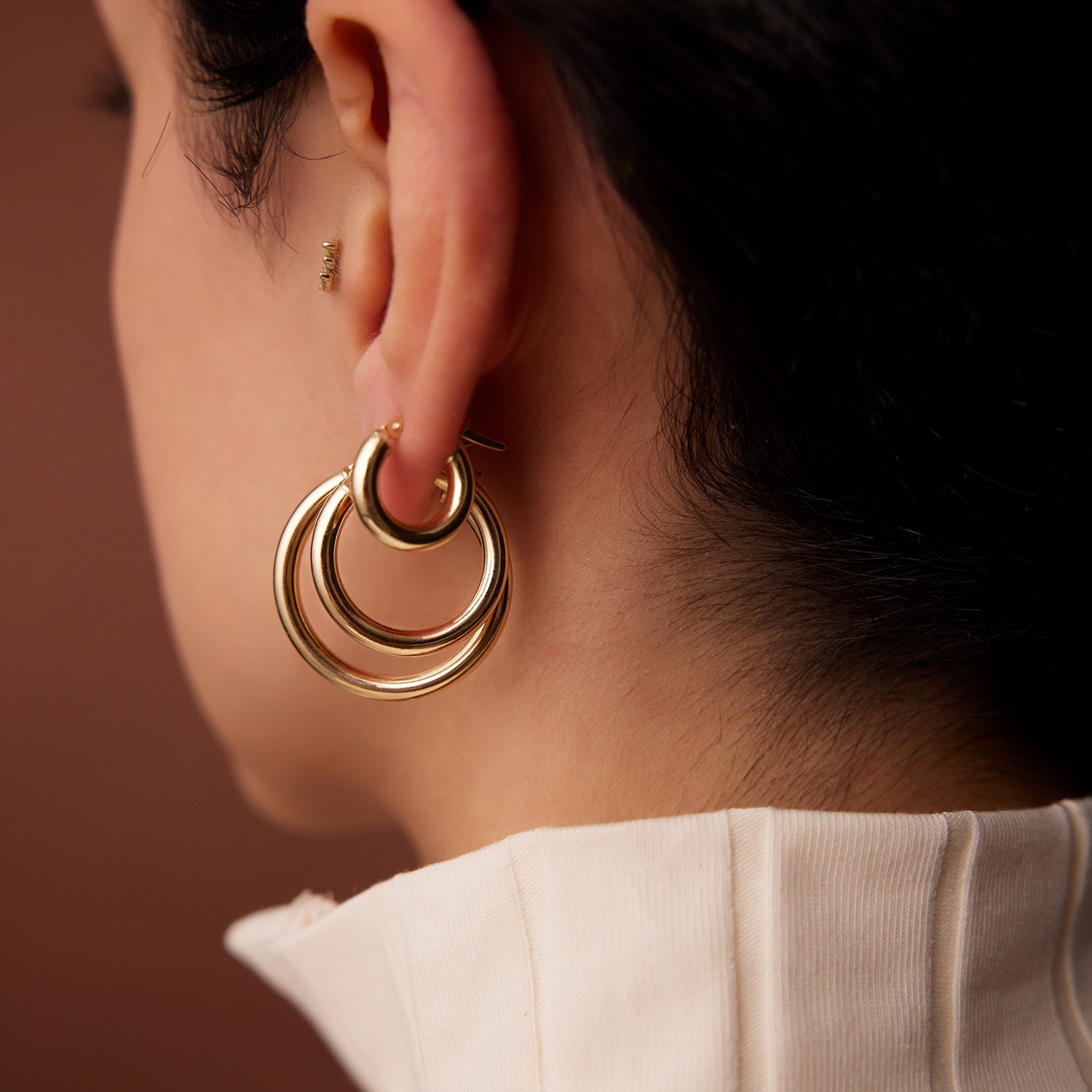 14K Gold Hoop Earrings, 3mm Thickness, 14mm to 26.5mm, Sold as a Pair