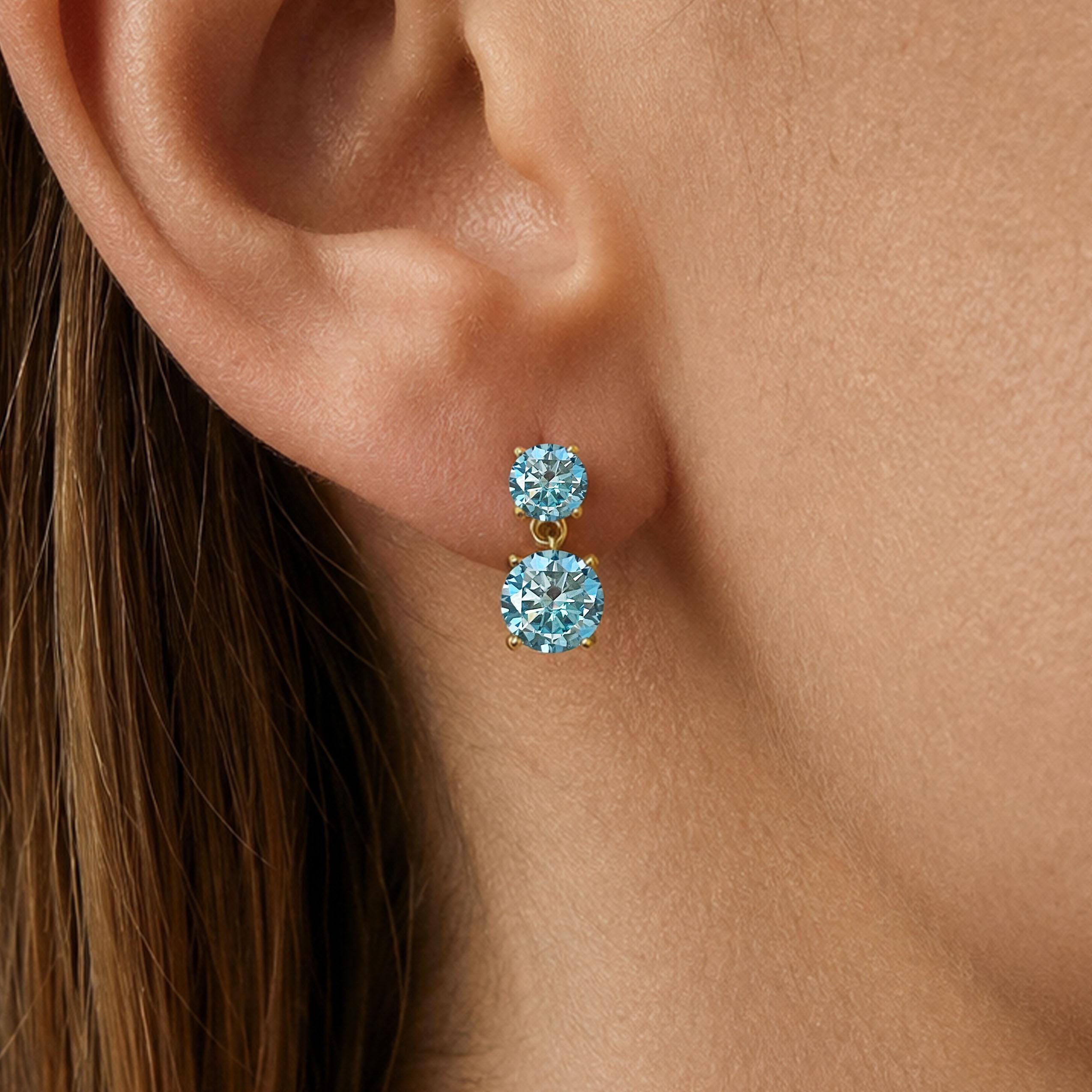 Certified Moissanite Double Drop Earrings in 925 Sterling Silver