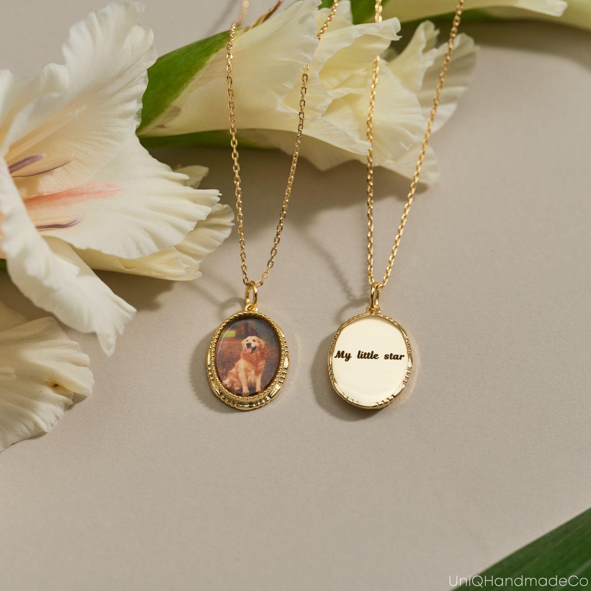 Personalized Photo Necklace in Solid Copper with Cable Chain