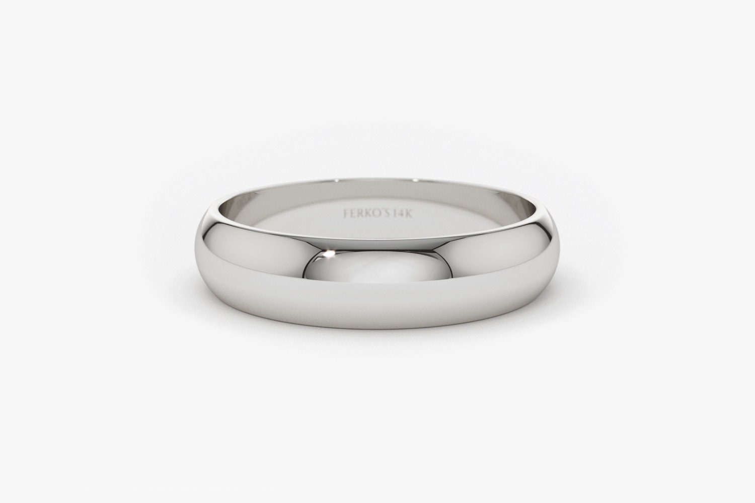 14K Solid Gold 4mm Classic Dome Wedding Band