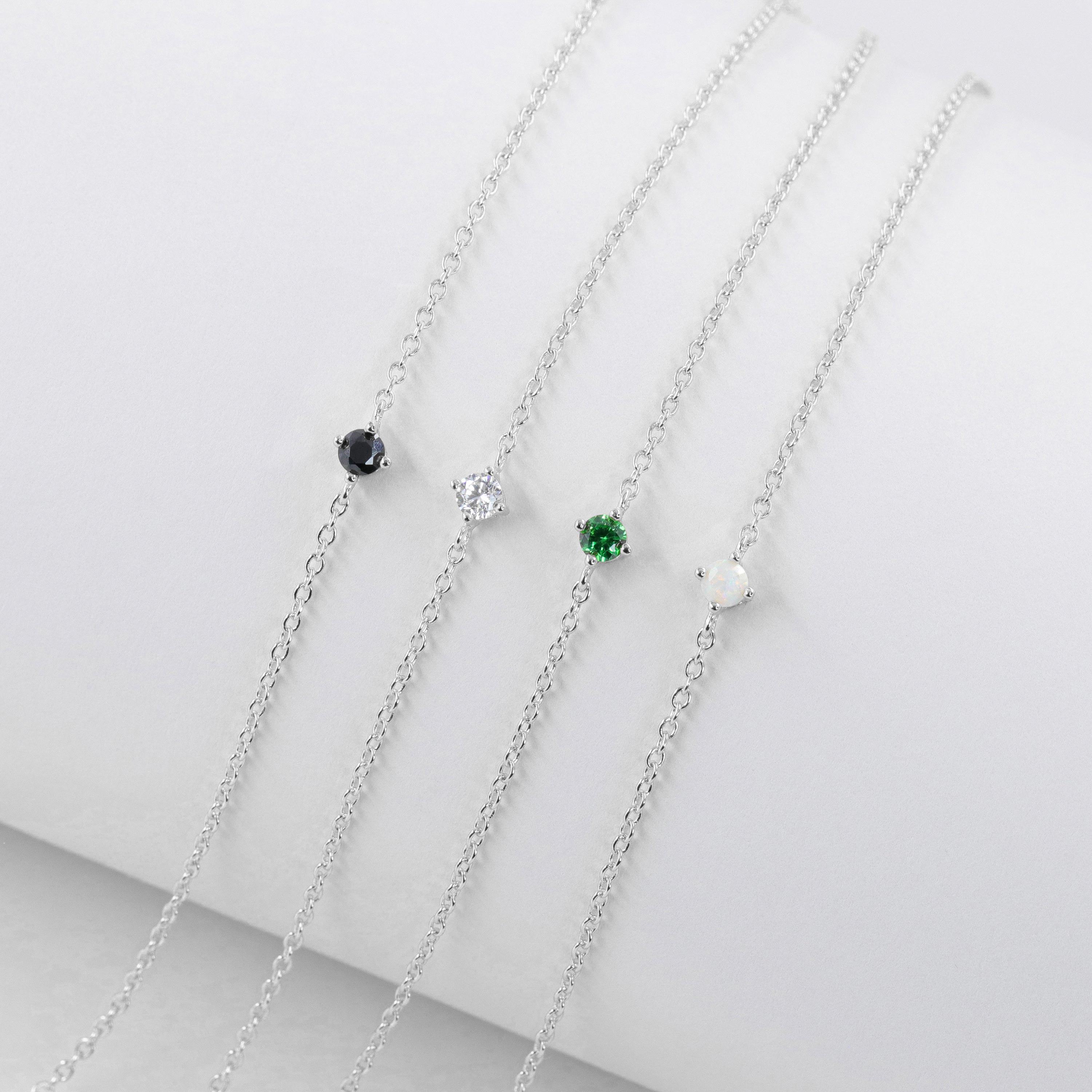 Dainty Single Stone Bracelet in 925 Sterling Silver