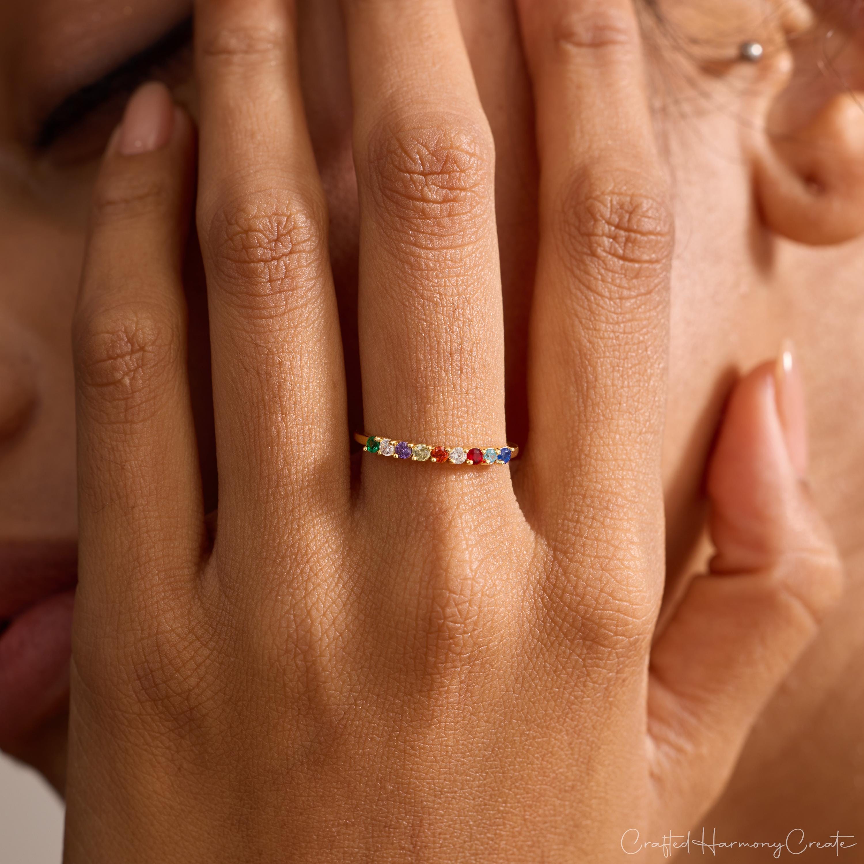Personalized Multiple Round Birthstone Ring