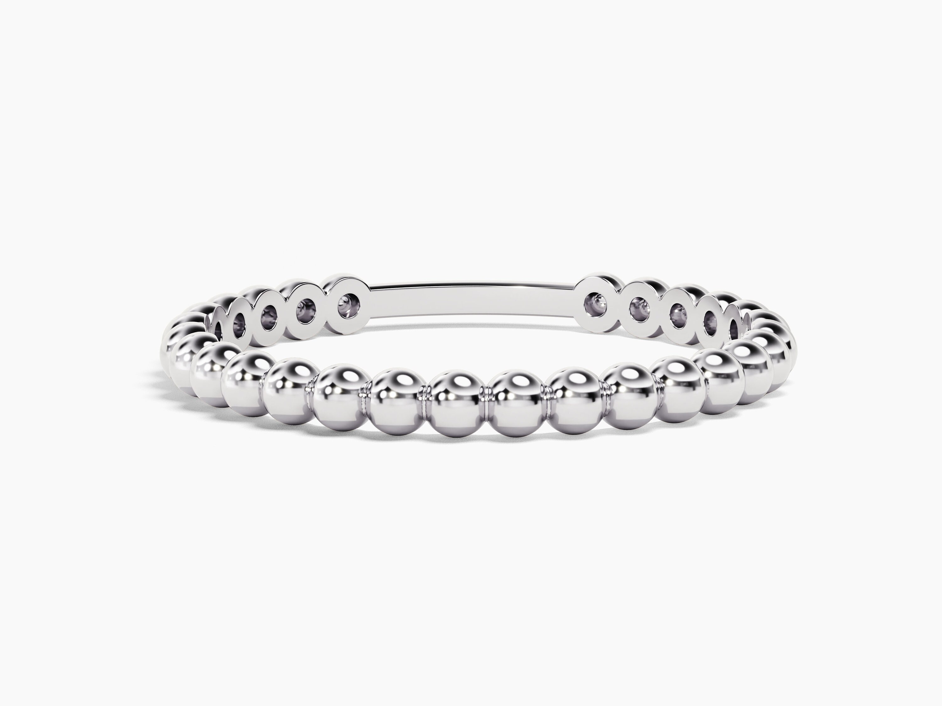 14K Gold Beaded Ring, Dainty Stacking Band 2mm 3mm 4mm