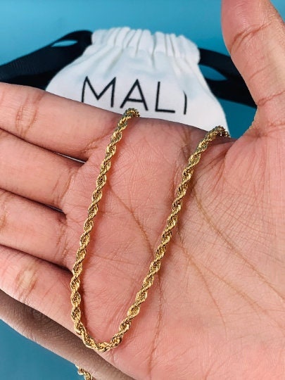 18K Gold Filled Men's Rope Chain Necklace in 3 mm Width