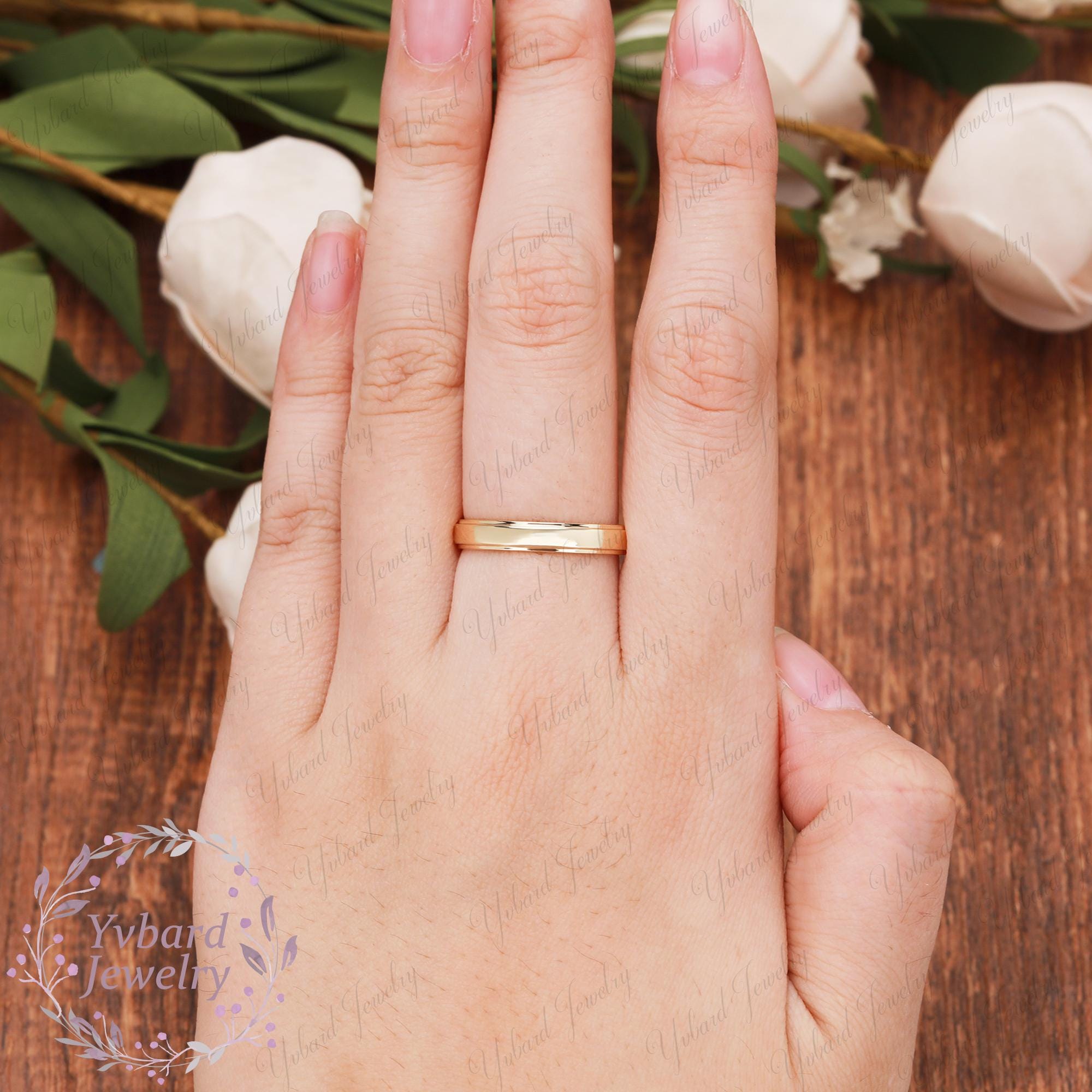 Solid Gold Comfort Fit Wedding Band in 10K 14K or 18K Yellow Gold