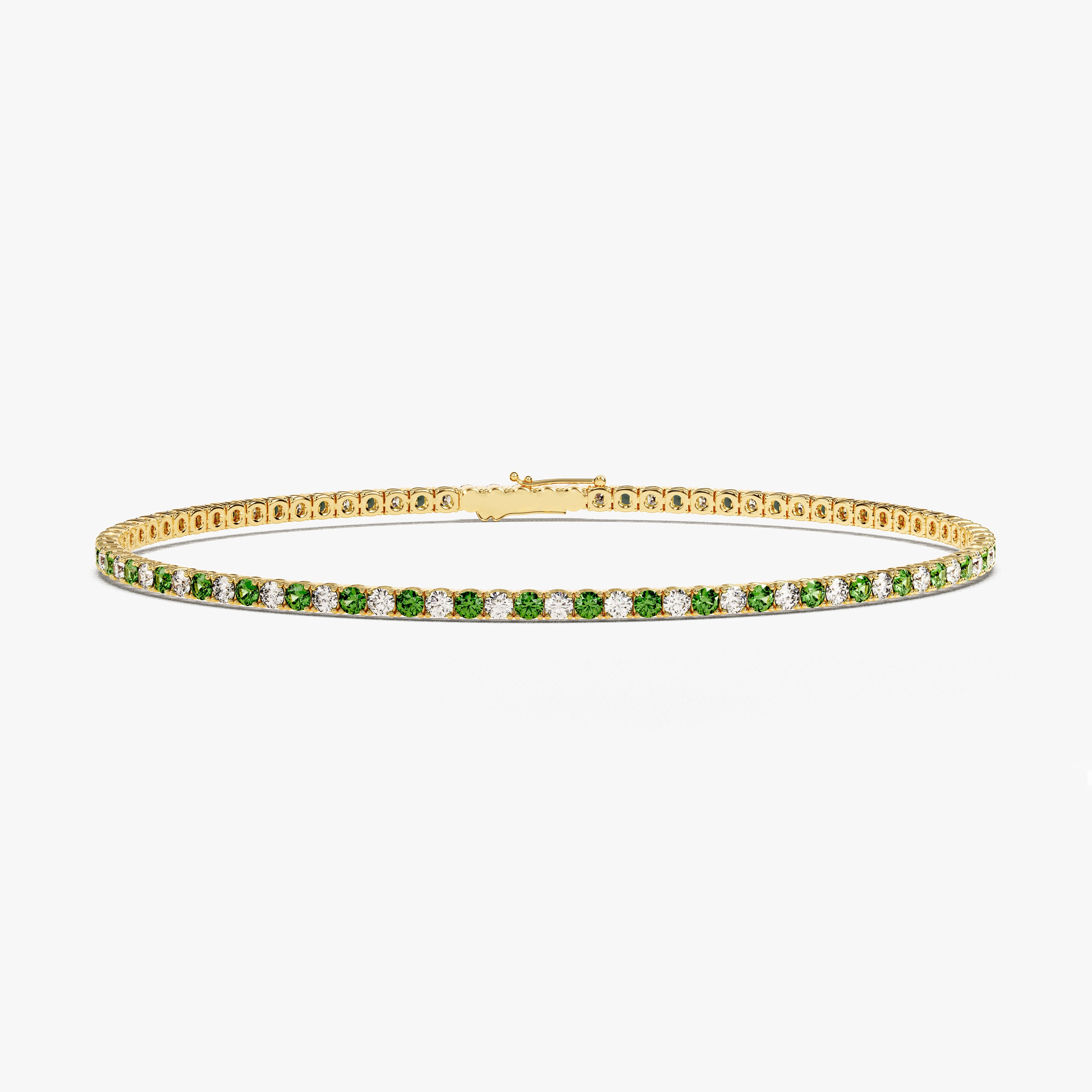 14K Gold Birthstone Tennis Bracelet, Personalized Gemstone Bracelet