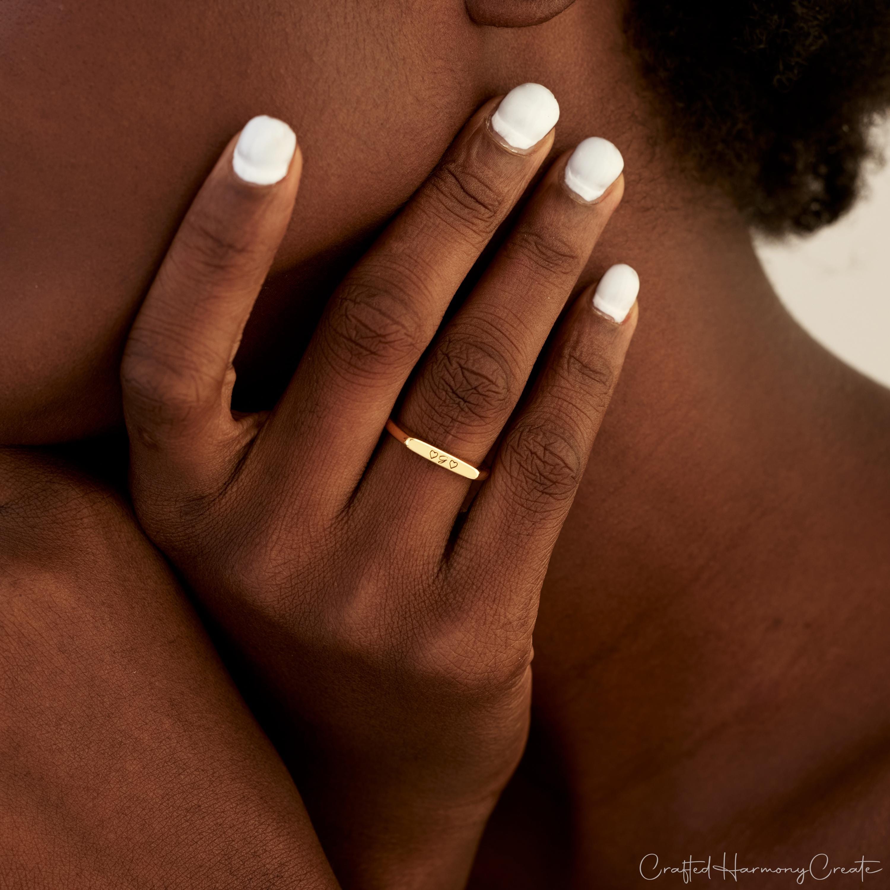 Custom Engraved Name Ring, Dainty Stackable Band