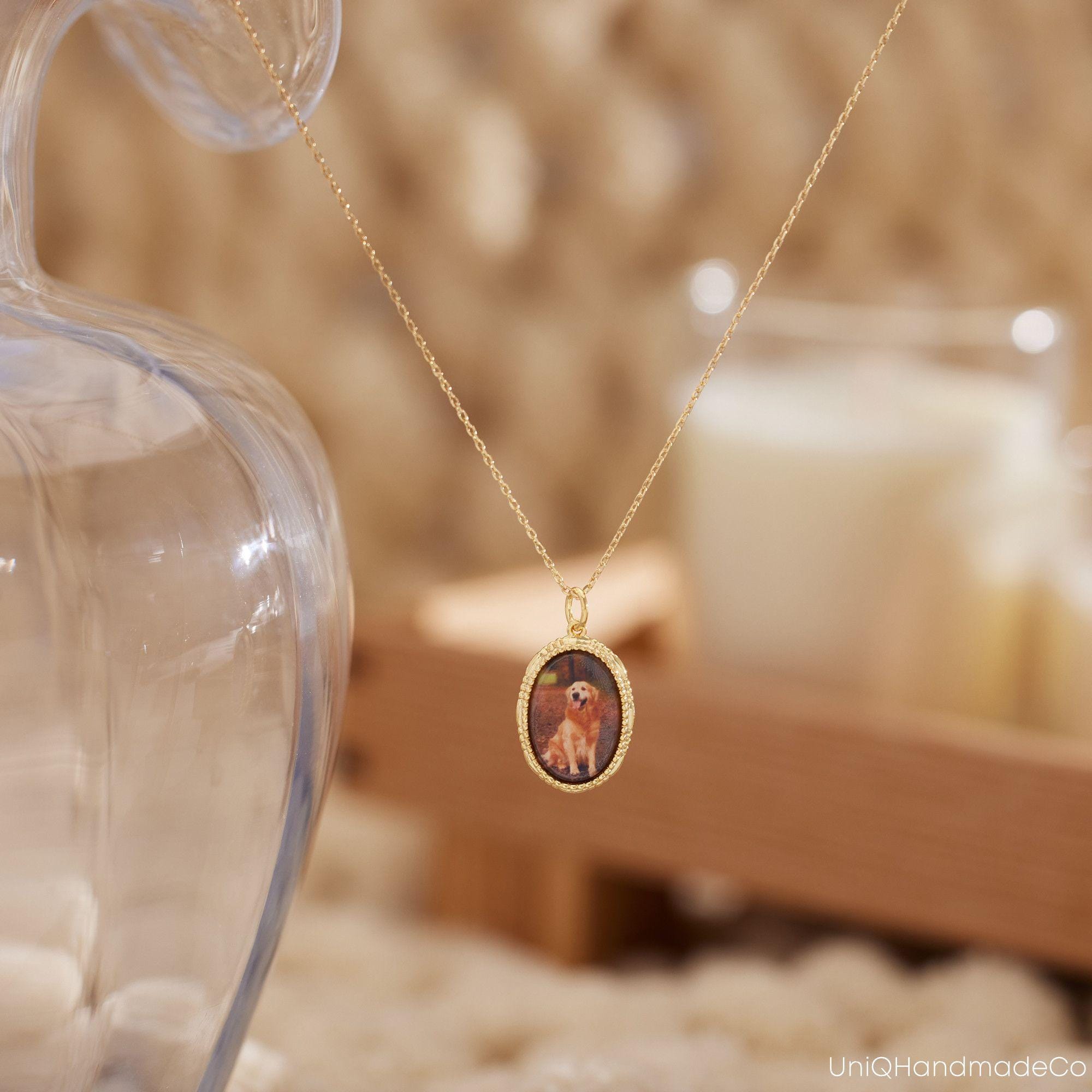 Personalized Photo Necklace in Solid Copper with Cable Chain