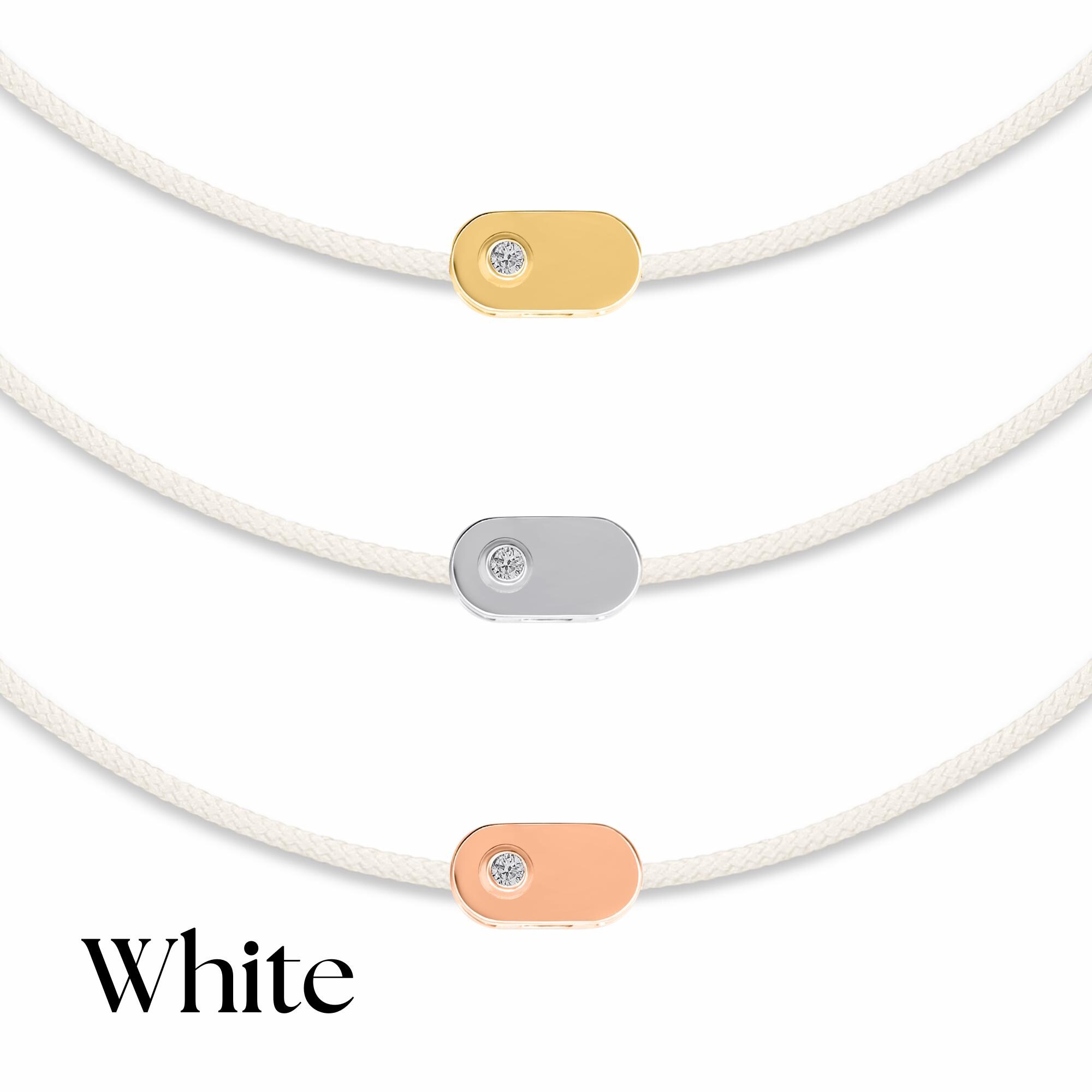 Personalized 14K Solid Gold Initial Bracelet with Natural Diamond on Silk Thread
