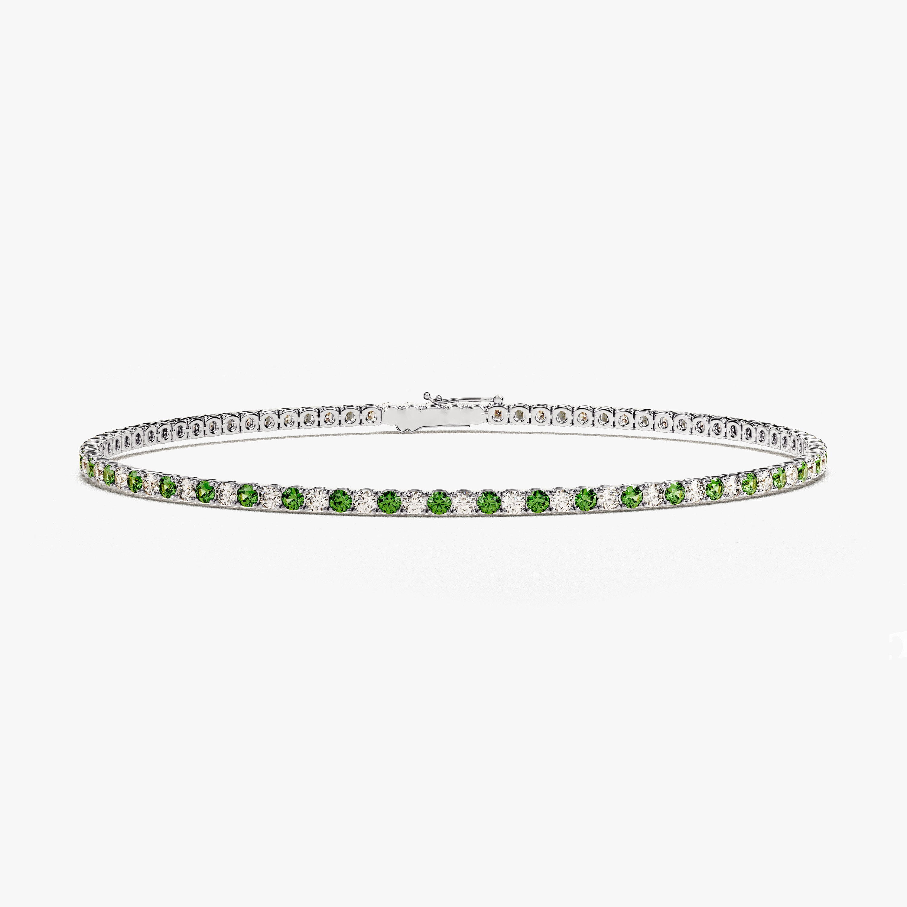 14K Gold Birthstone Tennis Bracelet, Personalized Gemstone Bracelet